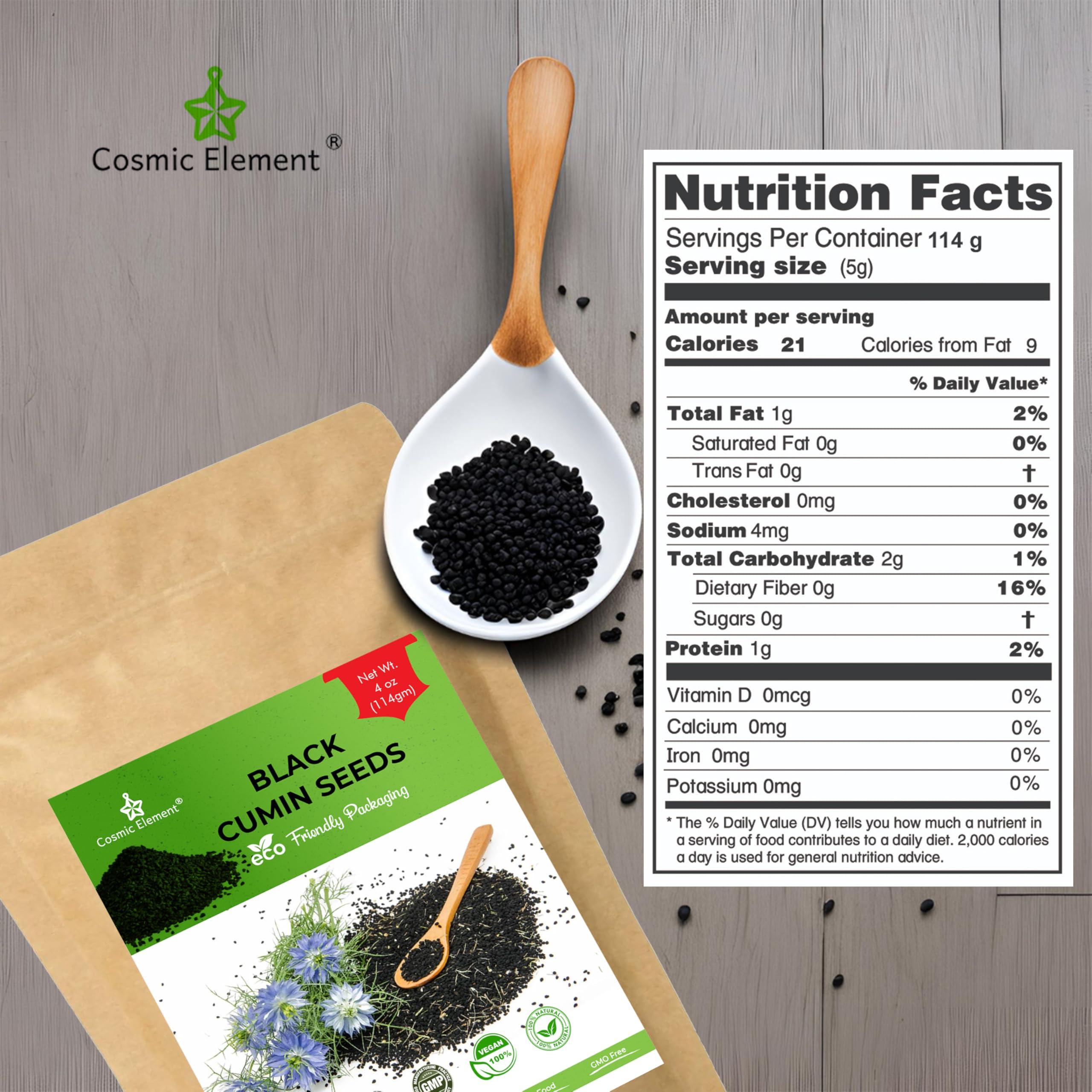 Cosmic Element 100% Pure Organic Black Cumin Seeds | Nigella Sativa Organic Black Cumin Seed Whole Raw | Non-GMO, Gluten-Free, No Salt or Preservatives | Fresh Kalonji Seed in Eco-Friendly Pouch - 4oz - Image 2
