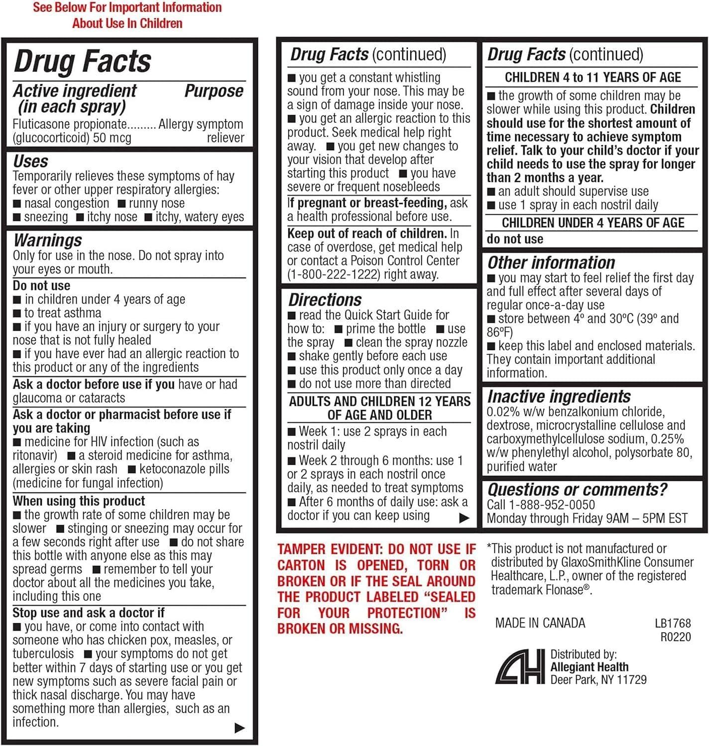 HealthA2Z® Fluticasone Propionate Nasal Spray | 50 mcg per Spray | 24 Hour Allergy Relief | 144 Sprays | 0.62 fl oz. (18.2mL) (0.62 fl oz. (Pack of 1)) - Image 2