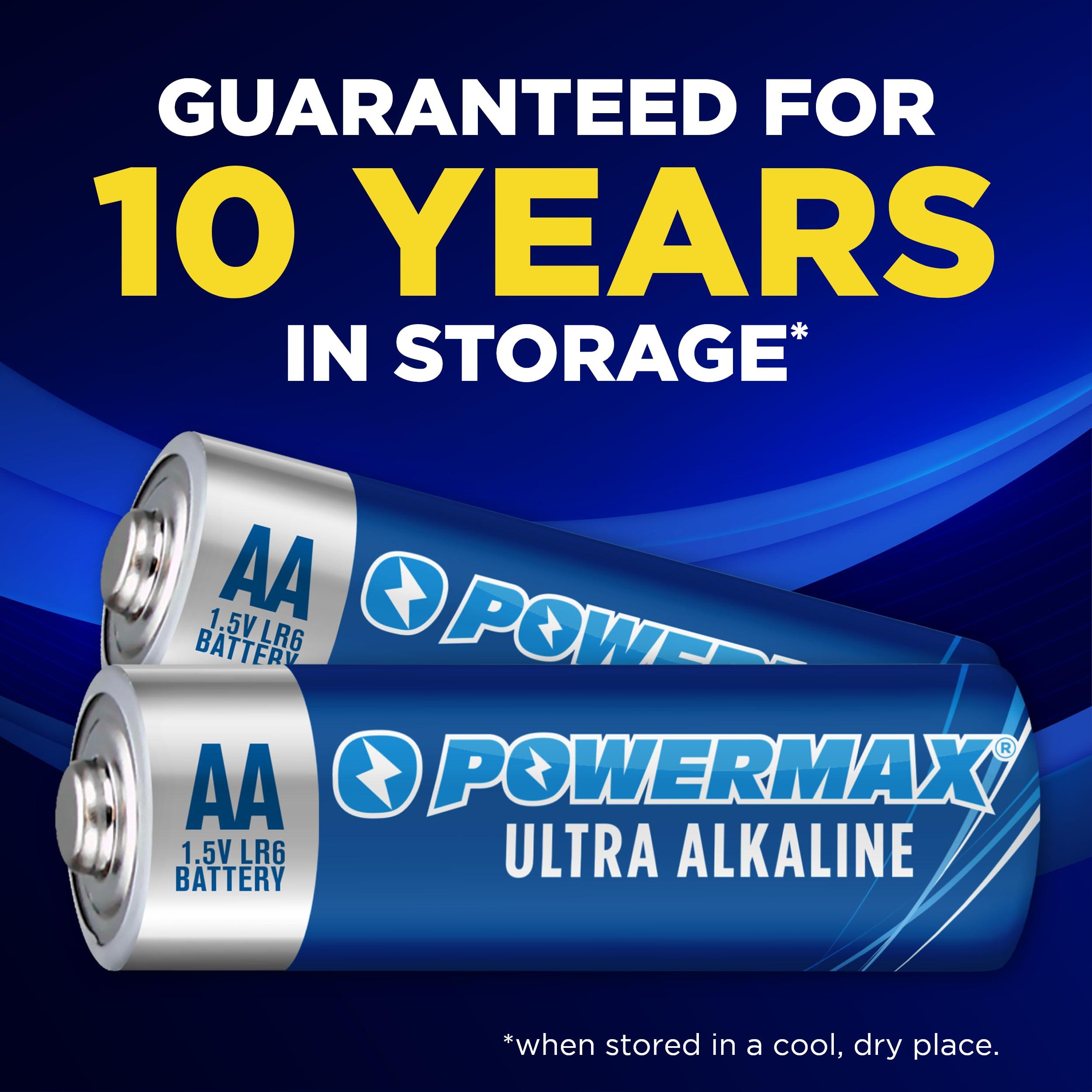Powermax 100-Count Double AA Batteries, Ultra Long Lasting Alkaline Battery for Home and Office, 10-Year Shelf Life, Reclosable Packaging - Image 4