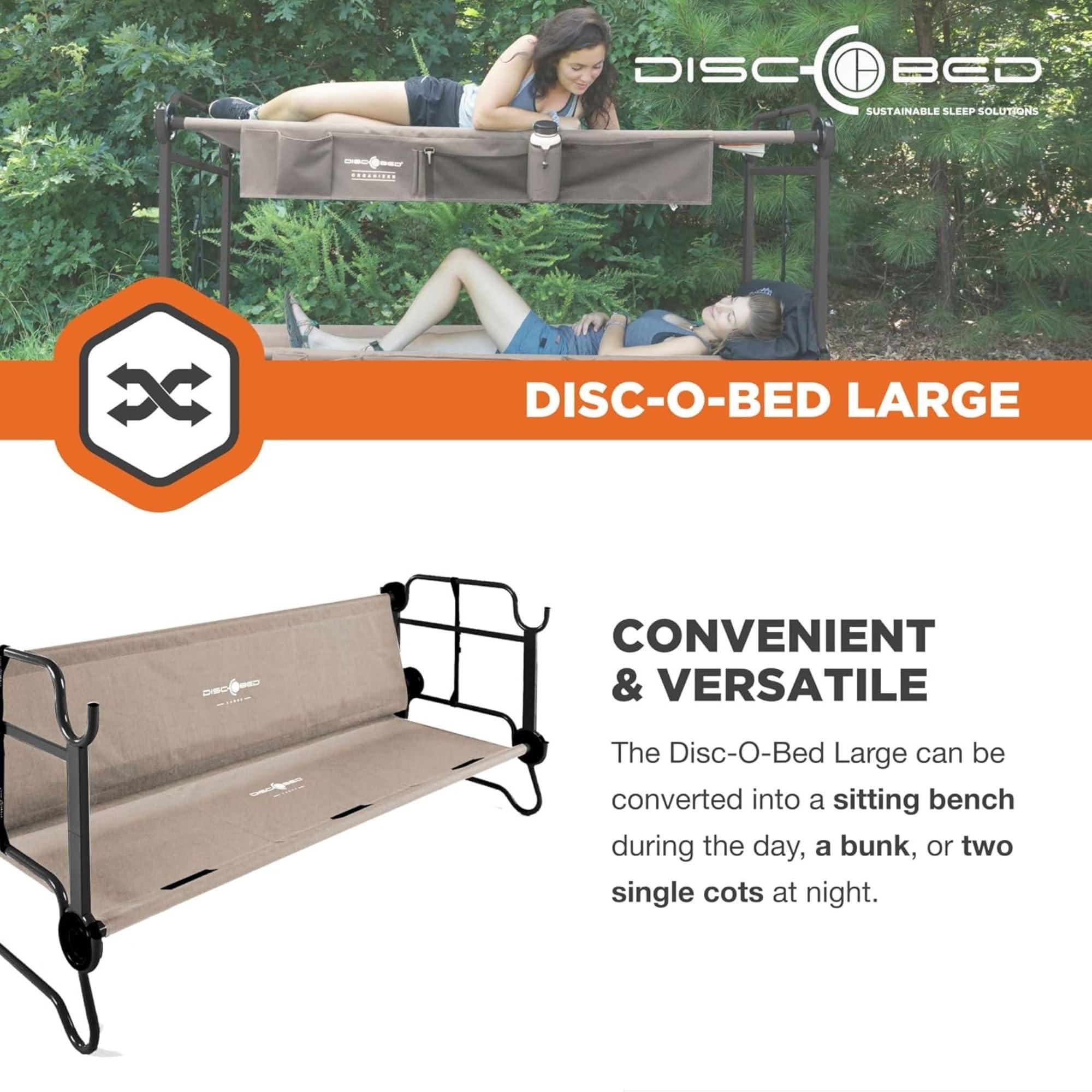 Disc-O-Bed Large Outdoor Convertible 2 Person Bench and Double Camping Cot Portable Bed Bunk System for Adults - Image 6