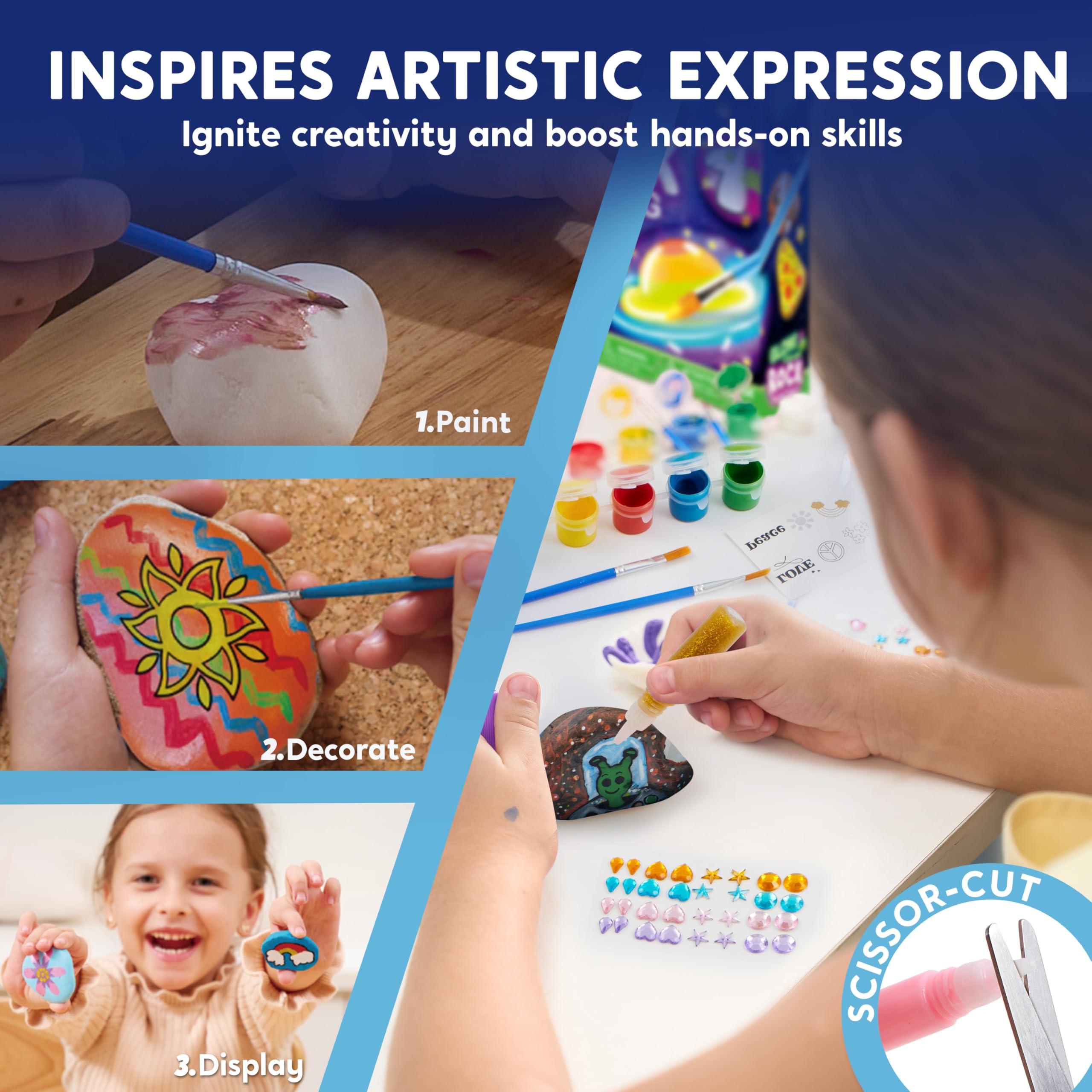 JOYIN Rock Painting Kit- Glow in The Dark Rock Kit, Arts and Crafts for Kids Ages 6-12, Art Supplies Toy, Kids Craft Paint Kits, Arts & Crafts for Boys Girls Birthday Party Gift Toy - Image 3