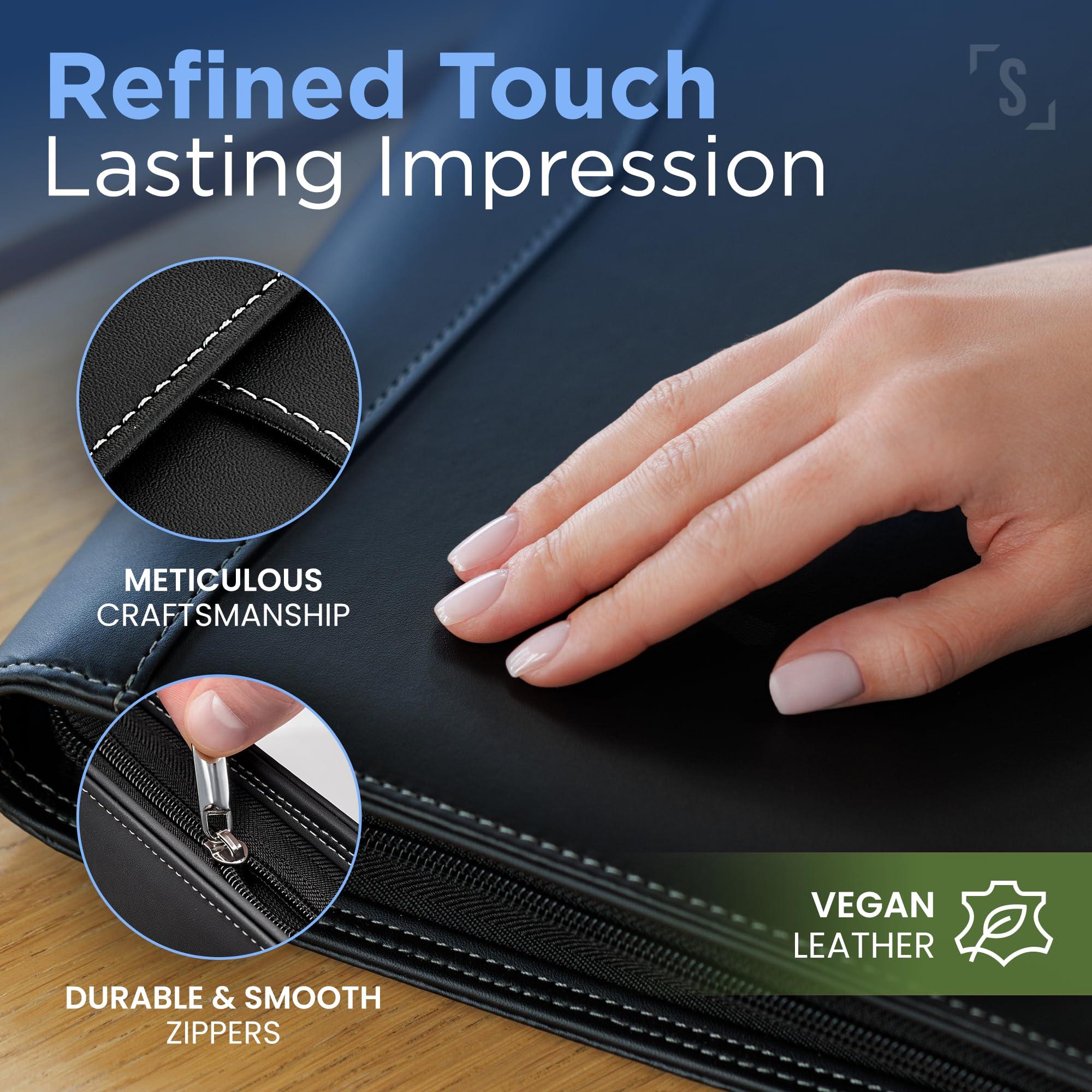 STYLIO Zipper Portfolio Binder | Padfolio 3 Ring Binder (1") and Clipboard Folio (Removable) | Portfolio Organizer for Documents, iPad, Tablet, Phone | Faux Leather Notebook for Men & Women - Image 4