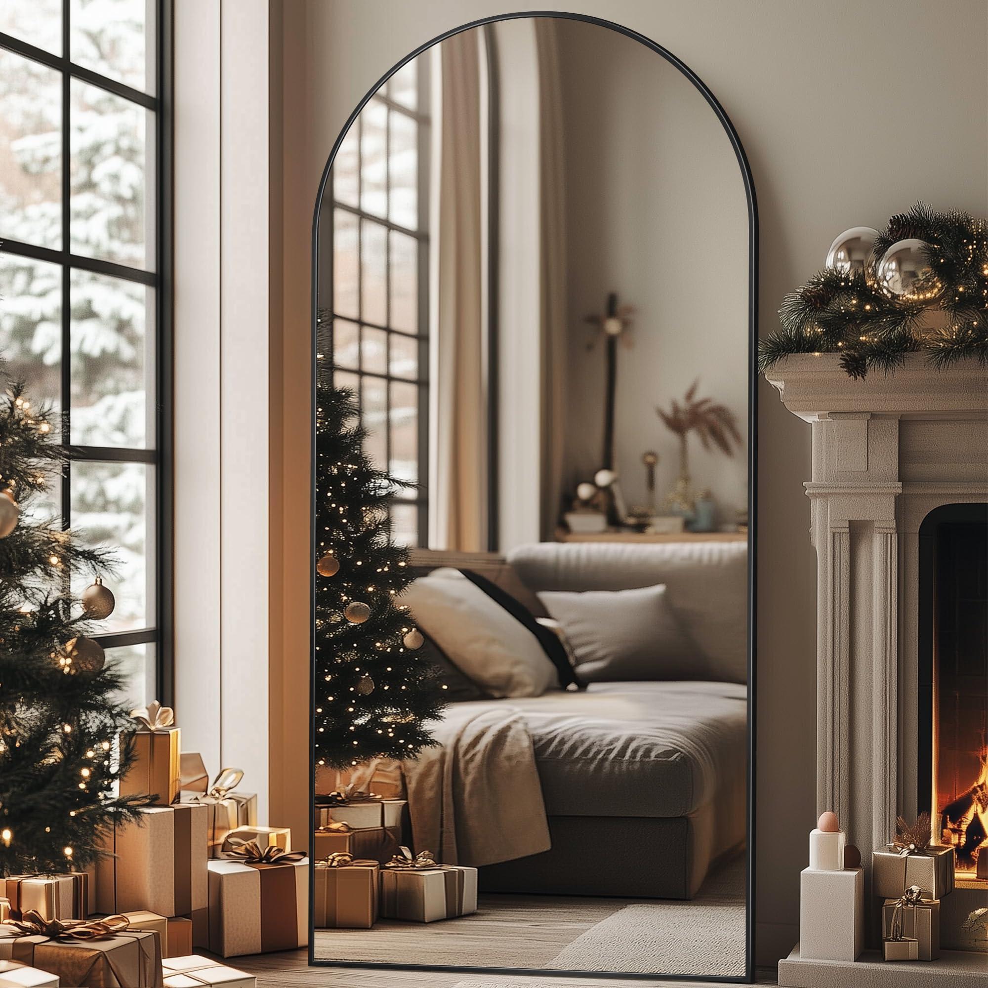 Full Length Mirror, 76"x34" Oversized Arched Mirror Large Standing Mirrors, Tall Mirrors Body Floor Mirror Wall Mirror Hanging Mirrors for Bedroom Living Room Aluminum Frame,Black - Image 3
