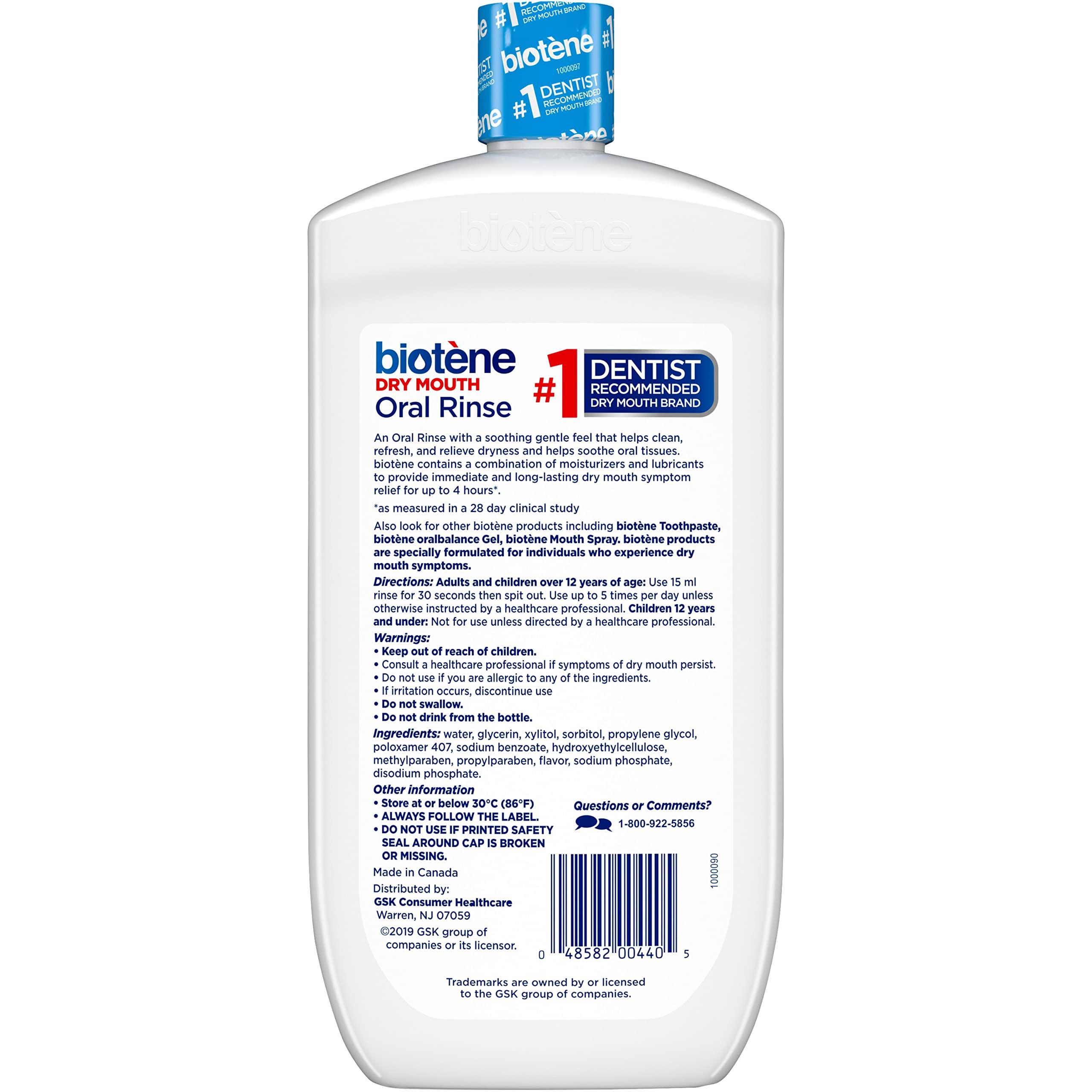 biotène Oral Rinse Mouthwash for Dry Mouth, Breath Freshener and Dry Mouth Treatment, Fresh Mint - 33.8 fl oz - Image 8