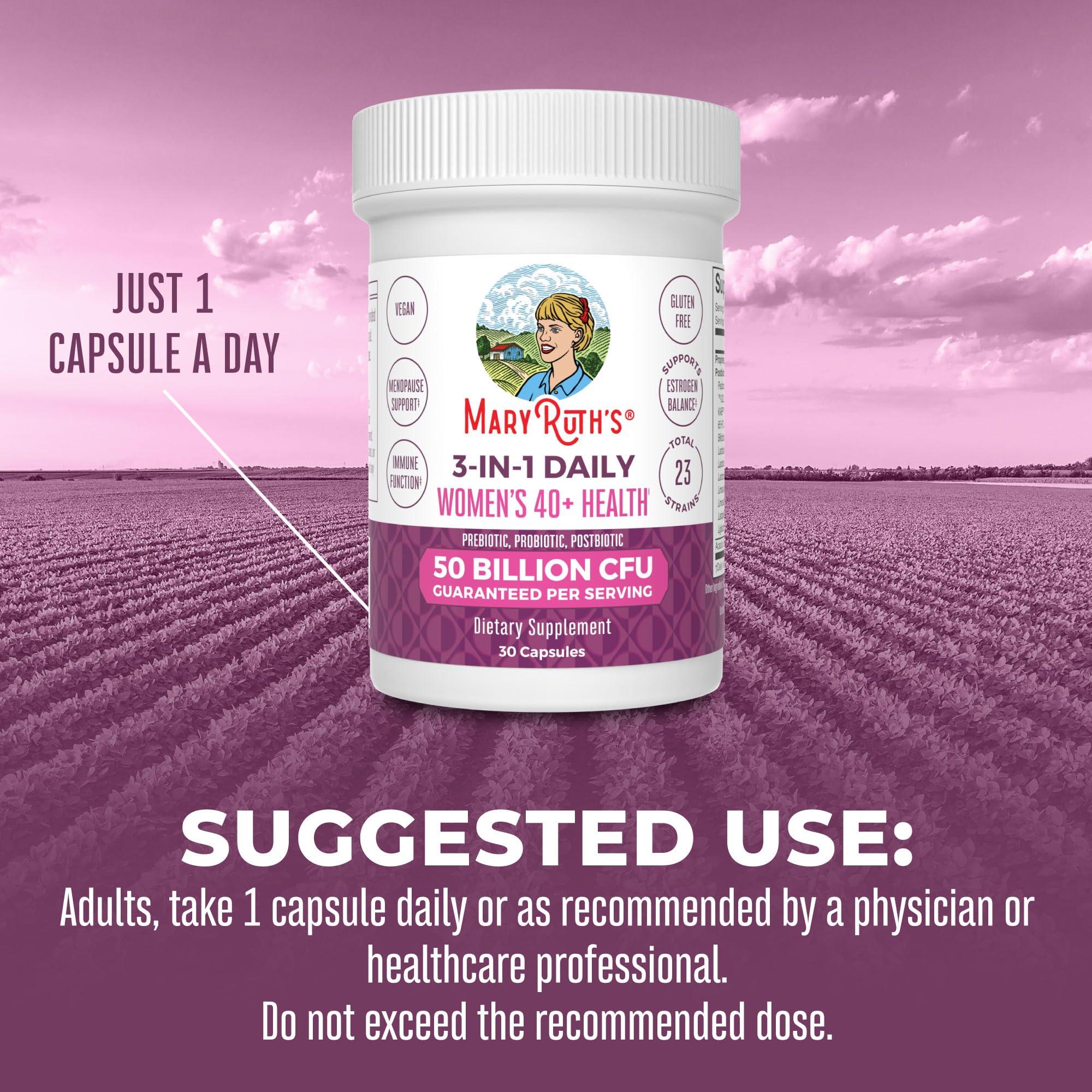 MaryRuth Organics 3-in-1 Daily Health 40+ Probiotics for Women | Clinically Tested | Estrogen Supplement for Women | 50 Billion CFU | Allergen Free | 30 ct - Image 6