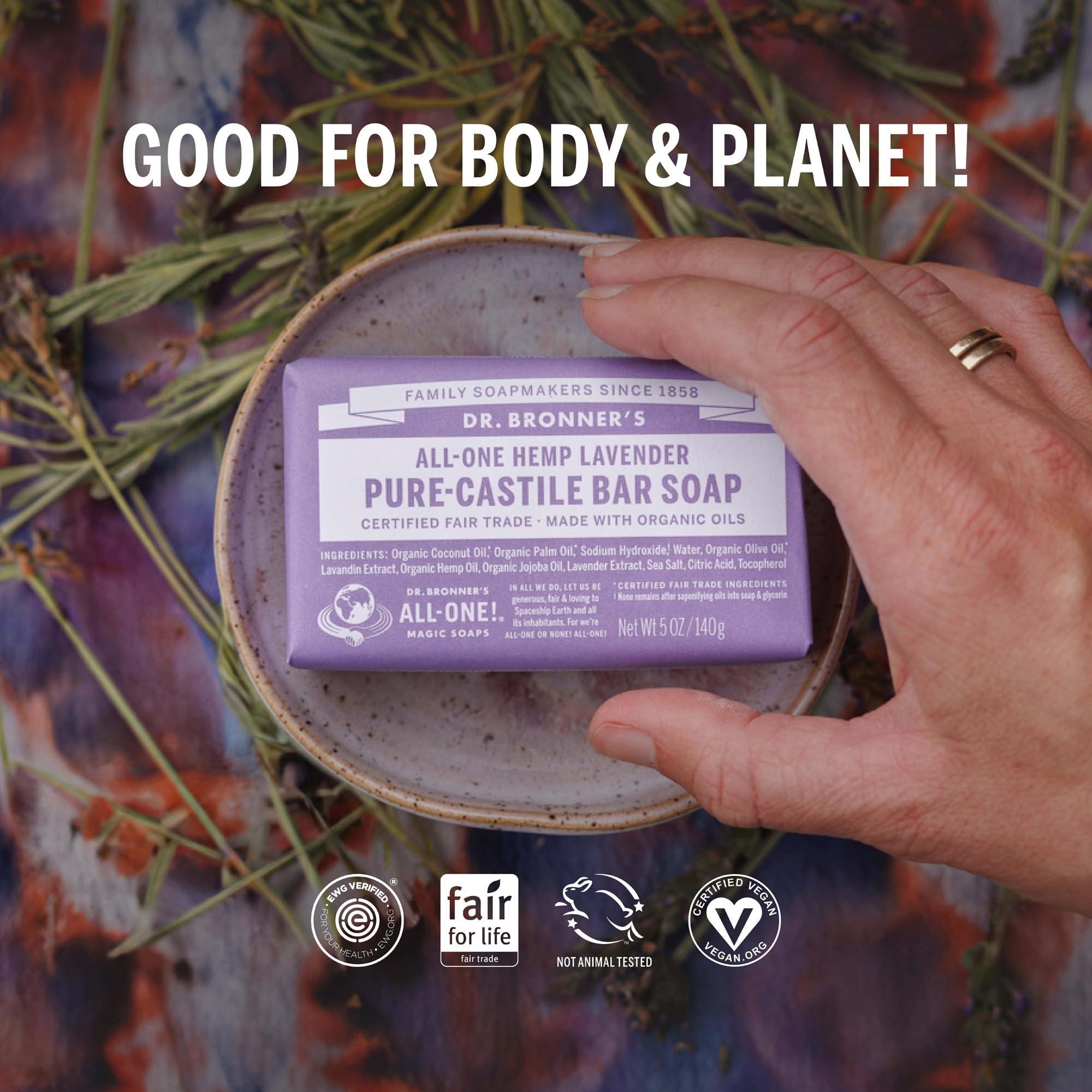 Dr. Bronner's Pure-Castile Magic Bar Soaps (5 Ounce Variety Gift Pack) Almond, Unscented, Lavender, Peppermint, Citrus, Rose - Made with Regenerative Organic Certified Oils, Vegan, BIodegradable - Image 4