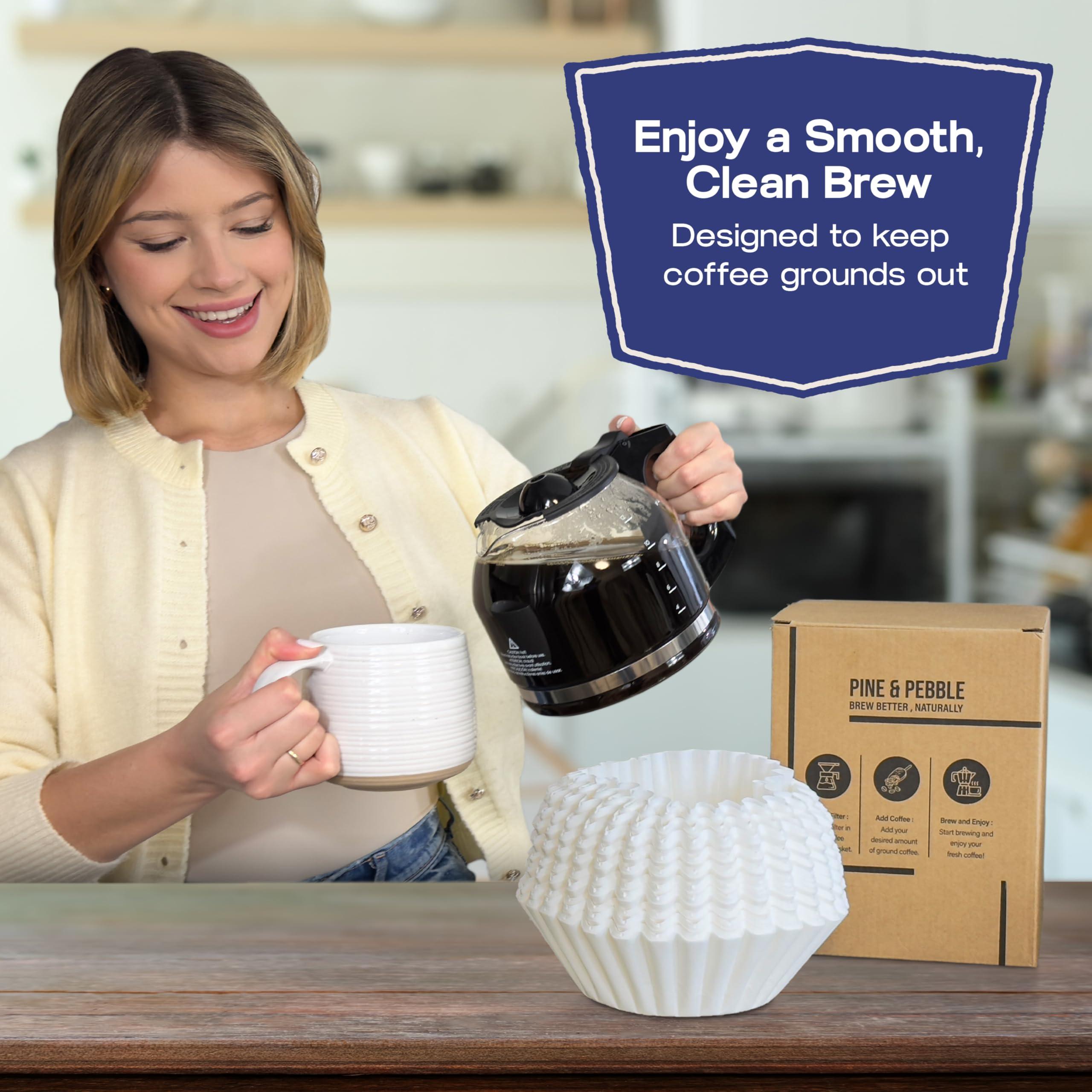 Pine & Pebble™ Large Coffee Filters | Premium Commercial Basket Filters (9.84” x 4.33”) | Tall-Sided Design | Fits BUNN & Other 12-Cup Brewers | No Ground Overflow | 500-Count Bulk Pack - Image 4