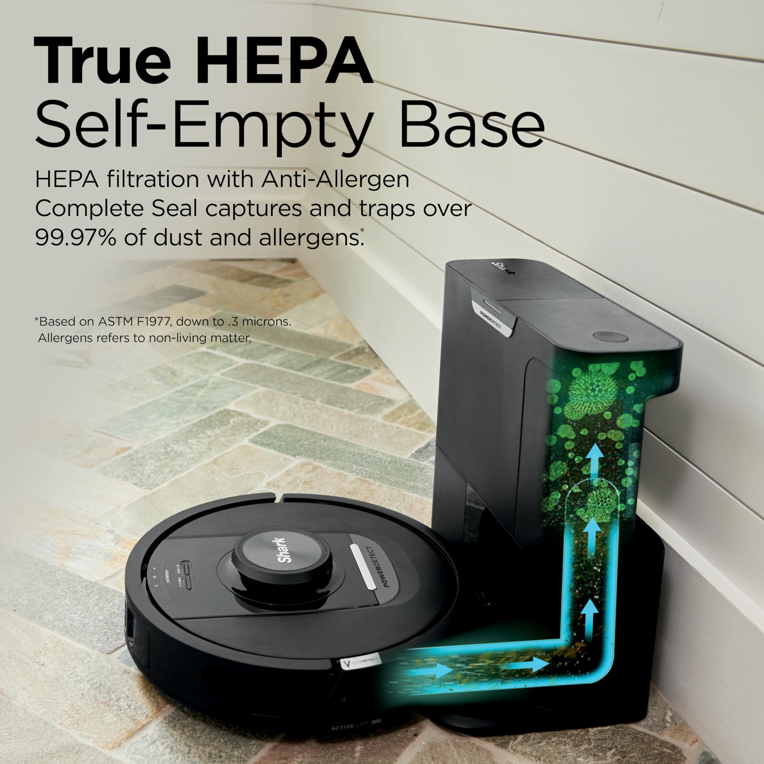 Shark PowerDetect Self-Empty Robot Vacuum with NeverStuck Technology, Auto Deep-Clean Carpets & Hardfloors, 30 Day Capacity HEPA Bagless Base, for Pet Hair, WiFi Black, AV2820S - Image 10