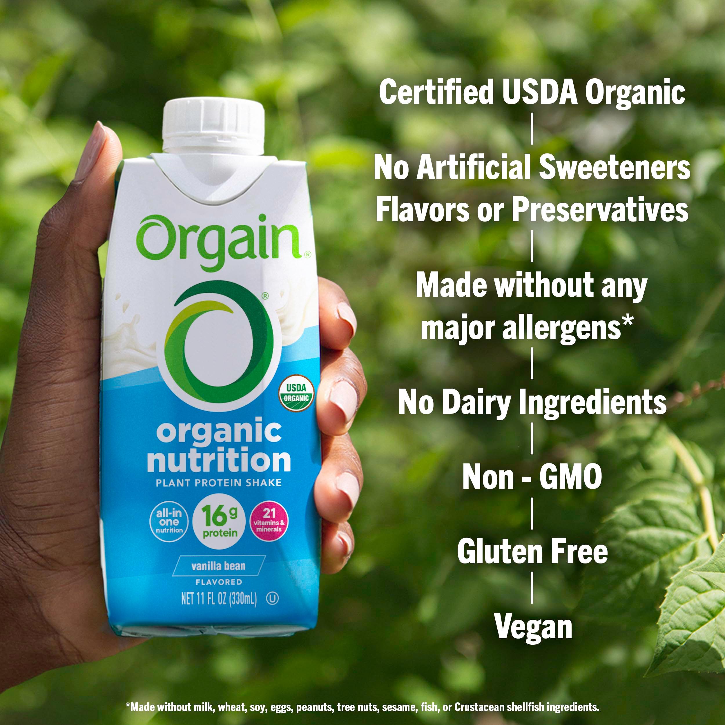 Orgain Organic Nutritional Vegan Protein Shake, Vanilla Bean - 16g Plant Based Protein, Meal Replacement, 21 Vitamins & Minerals, Fruits & Vegetables, Gluten Free, Non-GMO, 11 Fl Oz (Pack of 12) - Image 4
