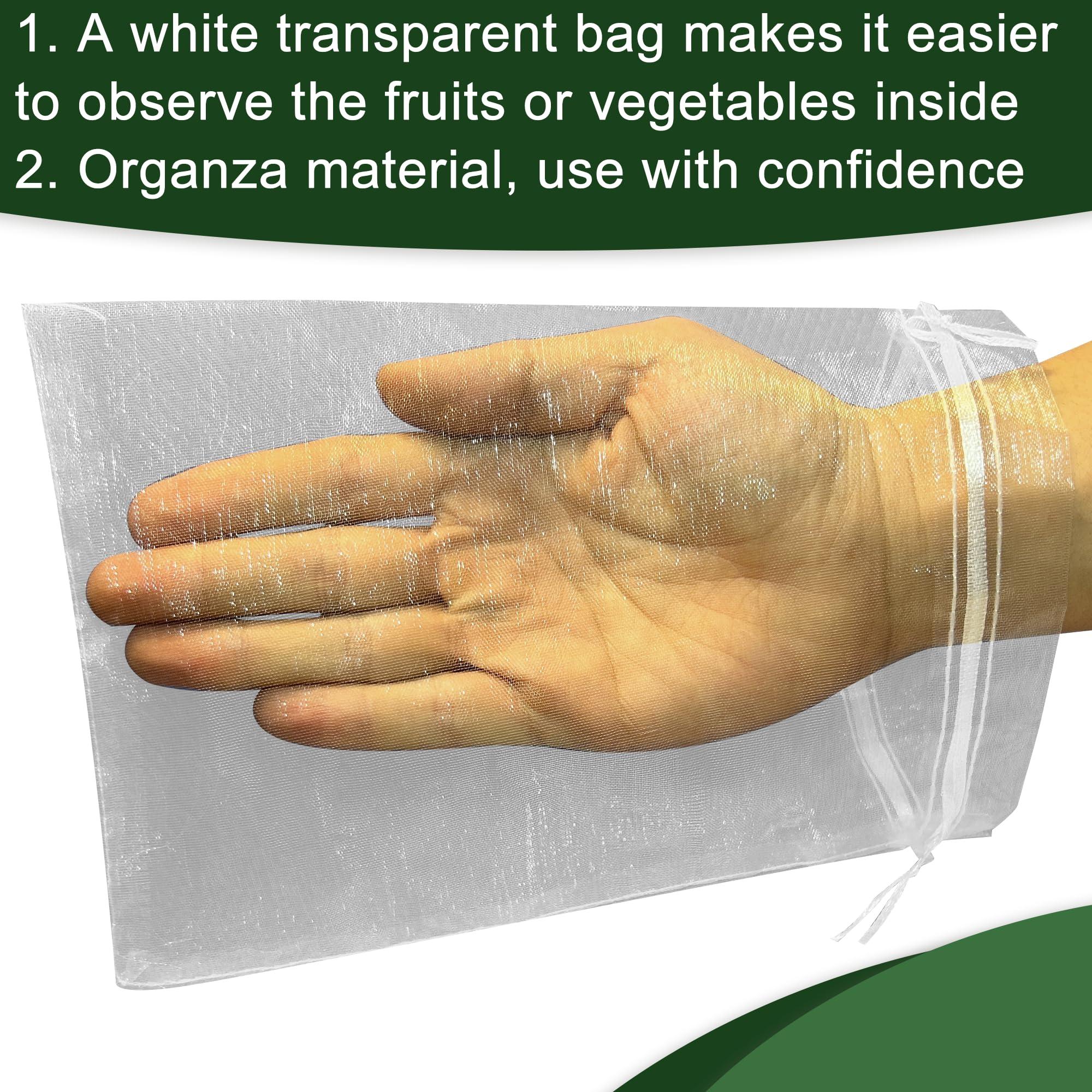 Daorfaa 100pcs Fruit Protection Netting Bags 9x6.7 inch, Netting Cover Bags Drawstring Mesh Fruit Protectors Pest Barrier for Grapes Mango Orange Apple Fruit Trees Veggies Garden - Image 5