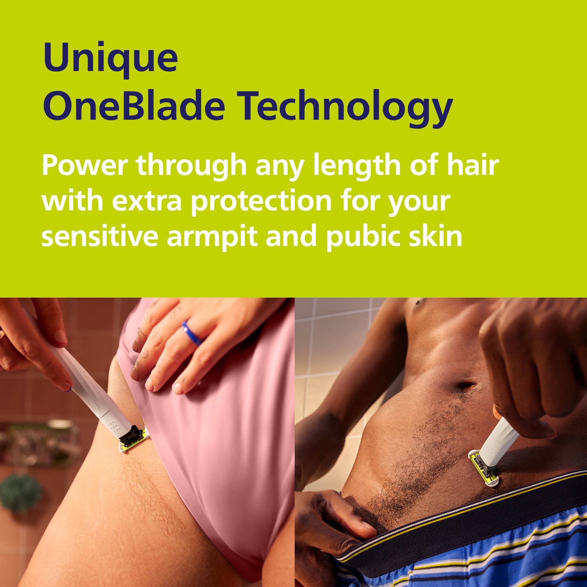 Philips Norelco OneBlade Intimate, Designed for Pubic Grooming, Trim & Shave with Extra Skin Protection, Waterproof, Model QP1924/70 - Image 7
