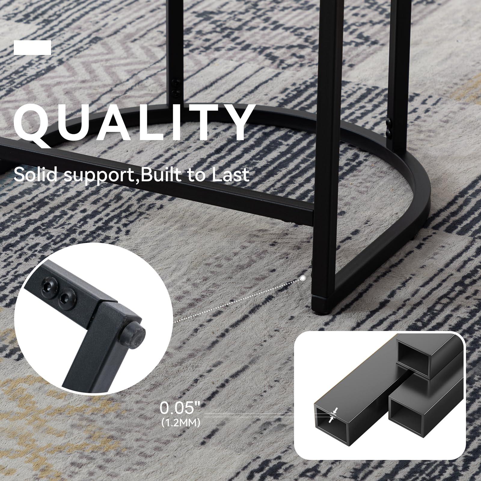 RIVOVA Contemporary Cream Linen Bar Stools Set of 3, 24" Upholstered Fabric Counter Height Barstools Kitchen Counter Island Stools with Screwed Together Black Metal Base - Image 6
