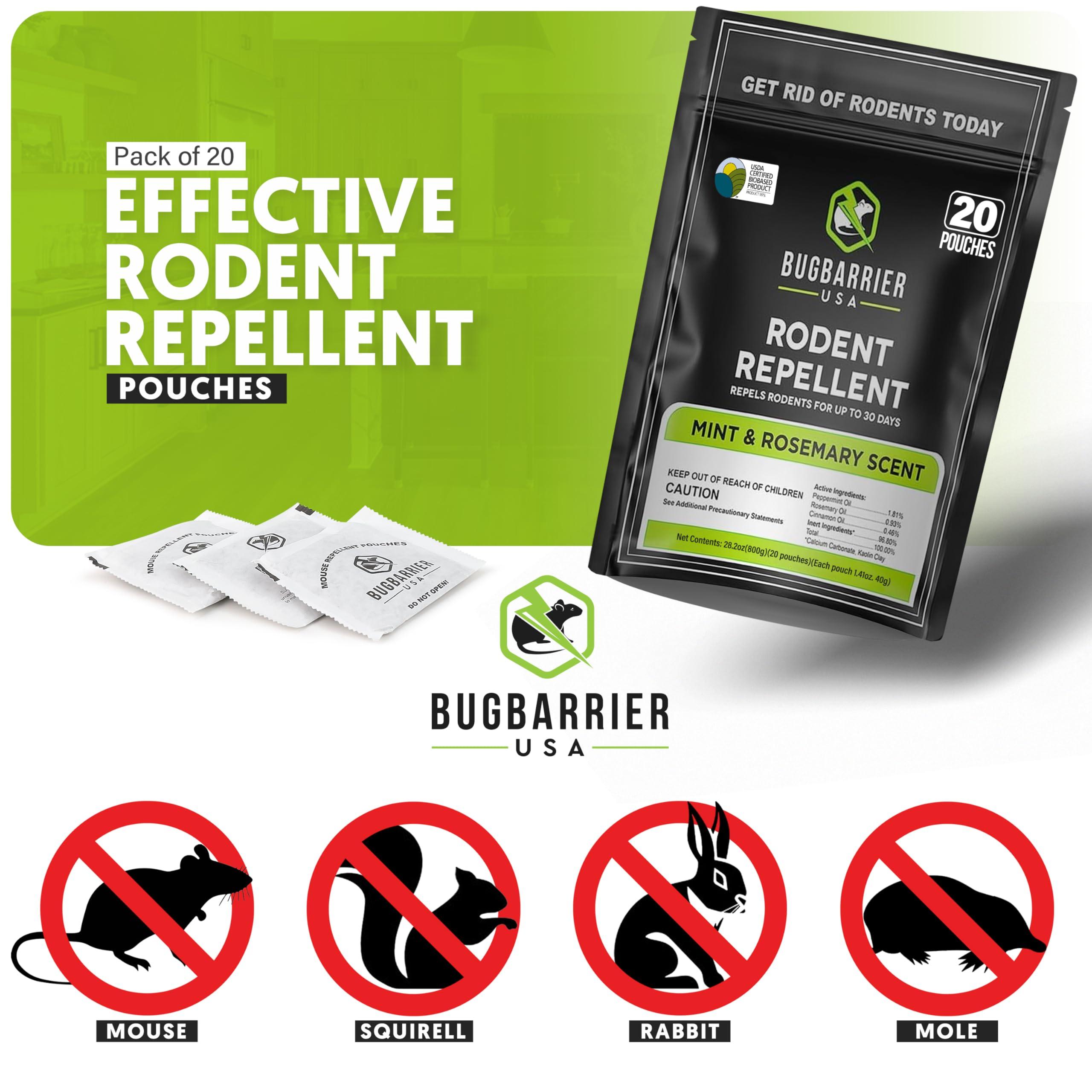 BugBarrier's Extra-Strength Mouse Repellent Deterrent Pouches, USDA 99% Biobased, Peppermint & Rosemary Oils Repel Mice Nesting in Car, RV, Boat, Garage, Shed, Cabin Made in The USA (Pack of 20) - Image 2