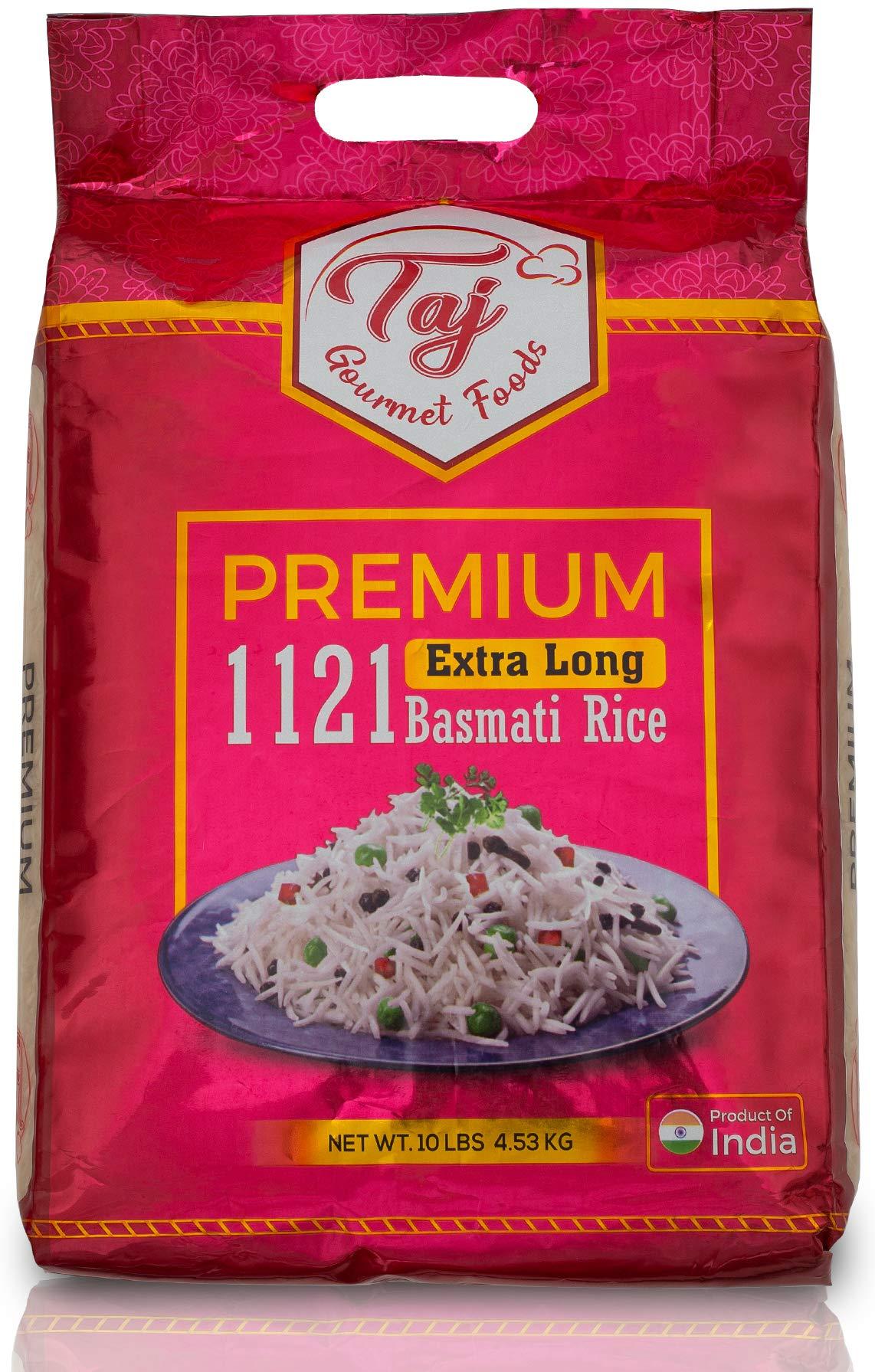 TAJ Premium 1121 Basmati Rice, Extra Long Grain Basmati Rice from India | 10lbs
