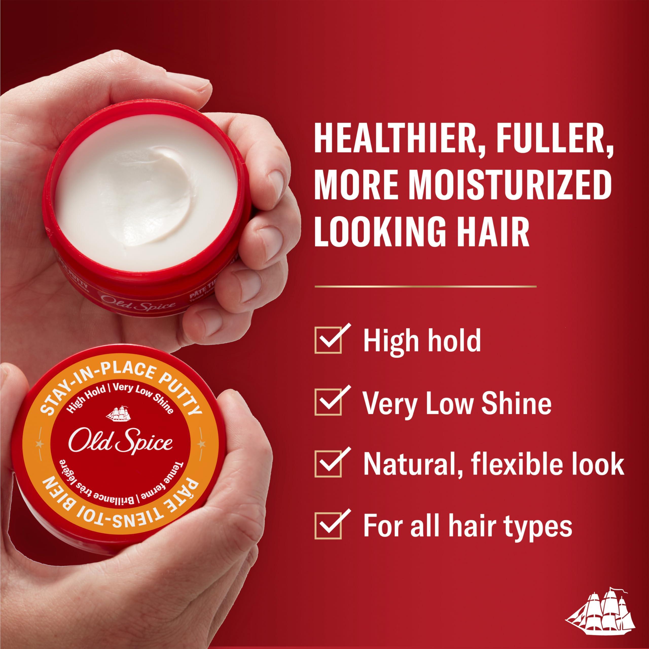 Old Spice Stay-In-Place Hair Styling Putty for Men, High Hold, Very Low Shine, 2.22 Oz - Image 2