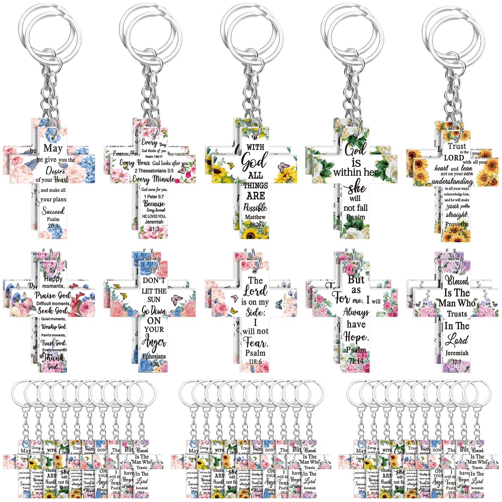 Remuuly Christian Keychain Gift Bulk Religious Bible Verse Scripture Inspirational Acrylic Church Gift for Women Birthday