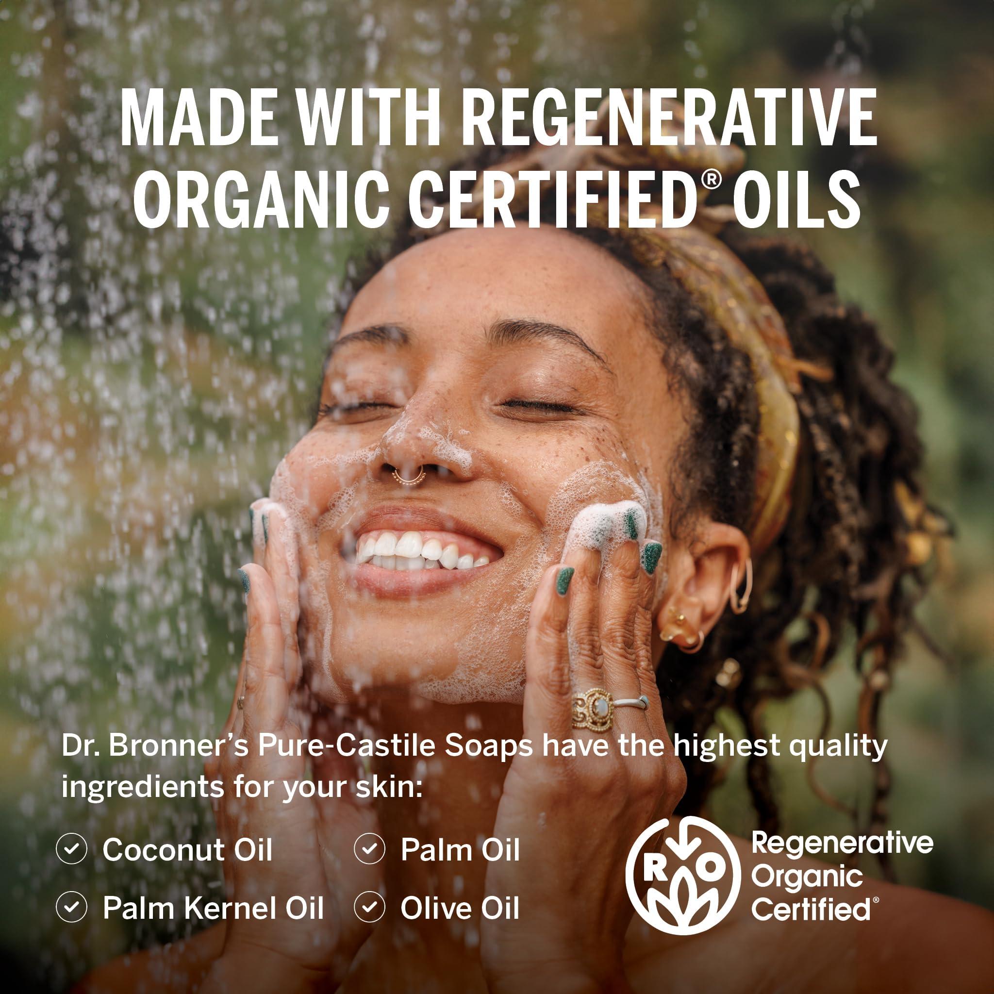 Dr. Bronner's Pure Castile Liquid Soap - Made with Regenerative Organic Certified Oils - 18-in-1 Uses for Face, Body, Hand Gentle on Baby & Sensitive Skin Body Wash Unscented,32oz - Image 2