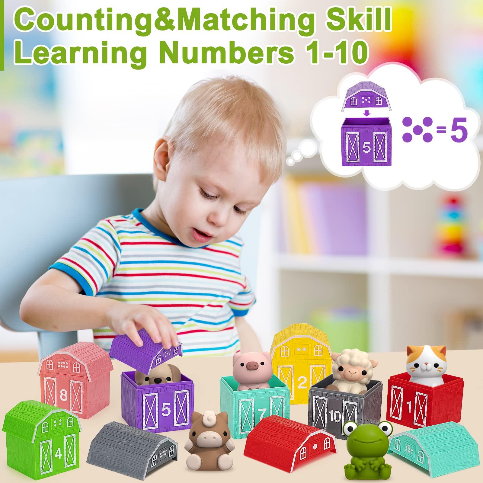 Learning Toys for 1,2,3 Year Old Toddlers, 20Pcs Farm Animals Toys Montessori Counting, Matching & Sorting Fine Motor Games, Christmas Birthday Easter Gift for Baby Boys Girls Age 12-18 Months - Image 6