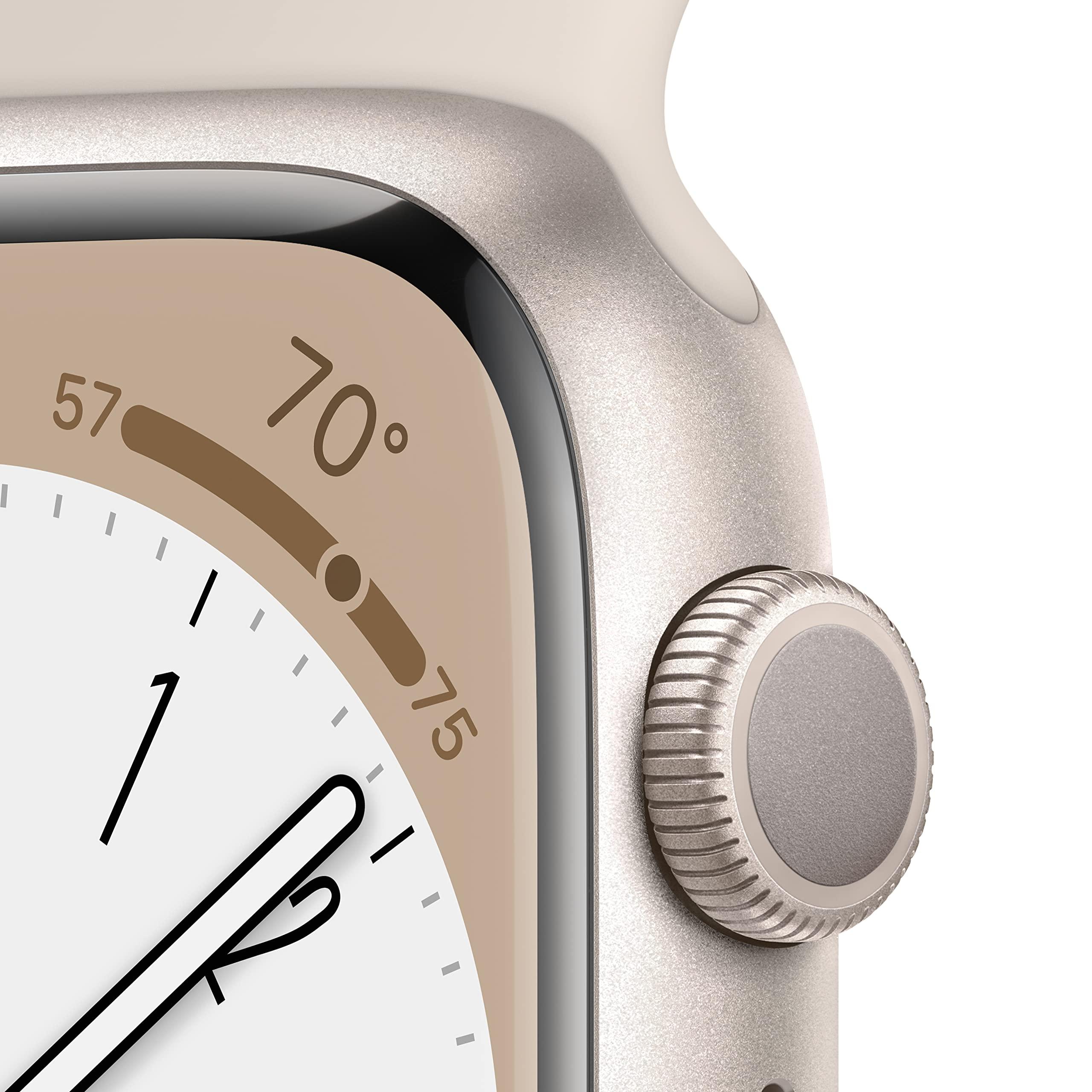Apple Watch Series 8 (GPS, 41MM) - Starlight Aluminum Case with Starlight Sport Band M/L (Renewed Premium) - Image 3