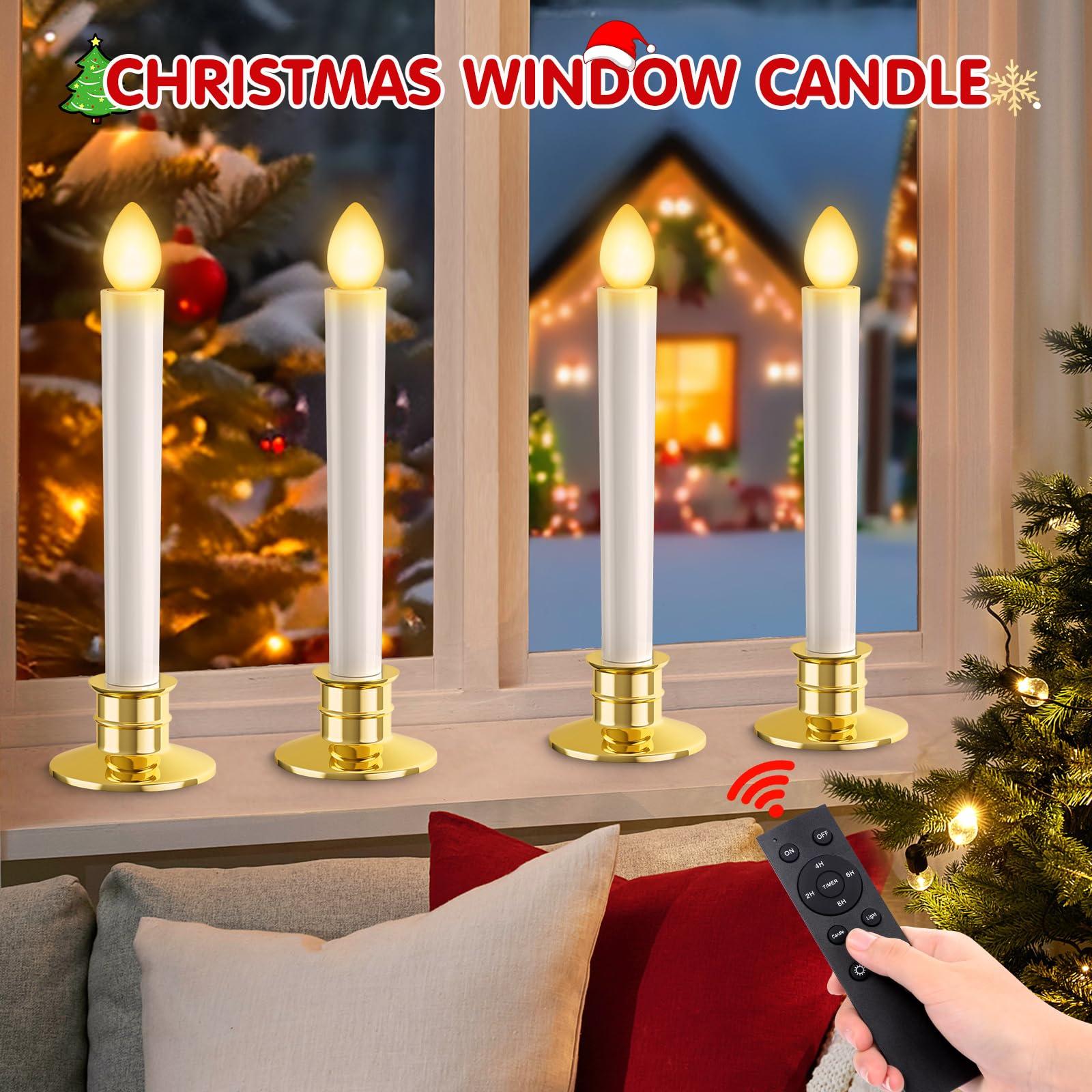 Christmas Window Lights 6 Pack Battery Operated Candles With Remote Control Timer Gold Holders Flameless LED Decorations for Window Decor Party Xmas Table Top - Image 3