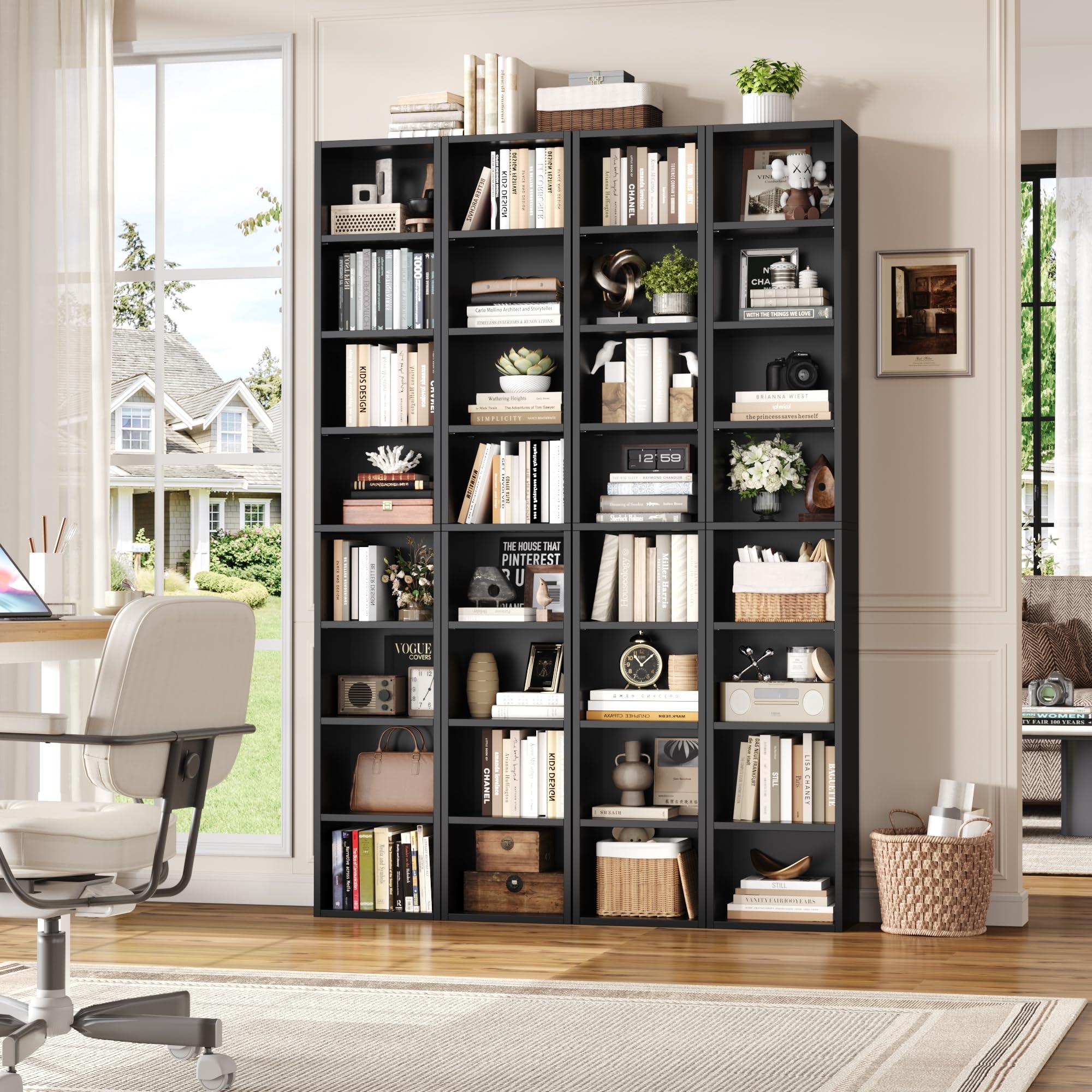 FOTOSOK 8-Tier Media Tower Rack, 11.6 X 9.3 X 70.9 Inches CD DVD Slim Storage Cabinet with Adjustable Shelves, Tall Narrow Bookcase Display Bookshelf for Home Office, Black - Image 2