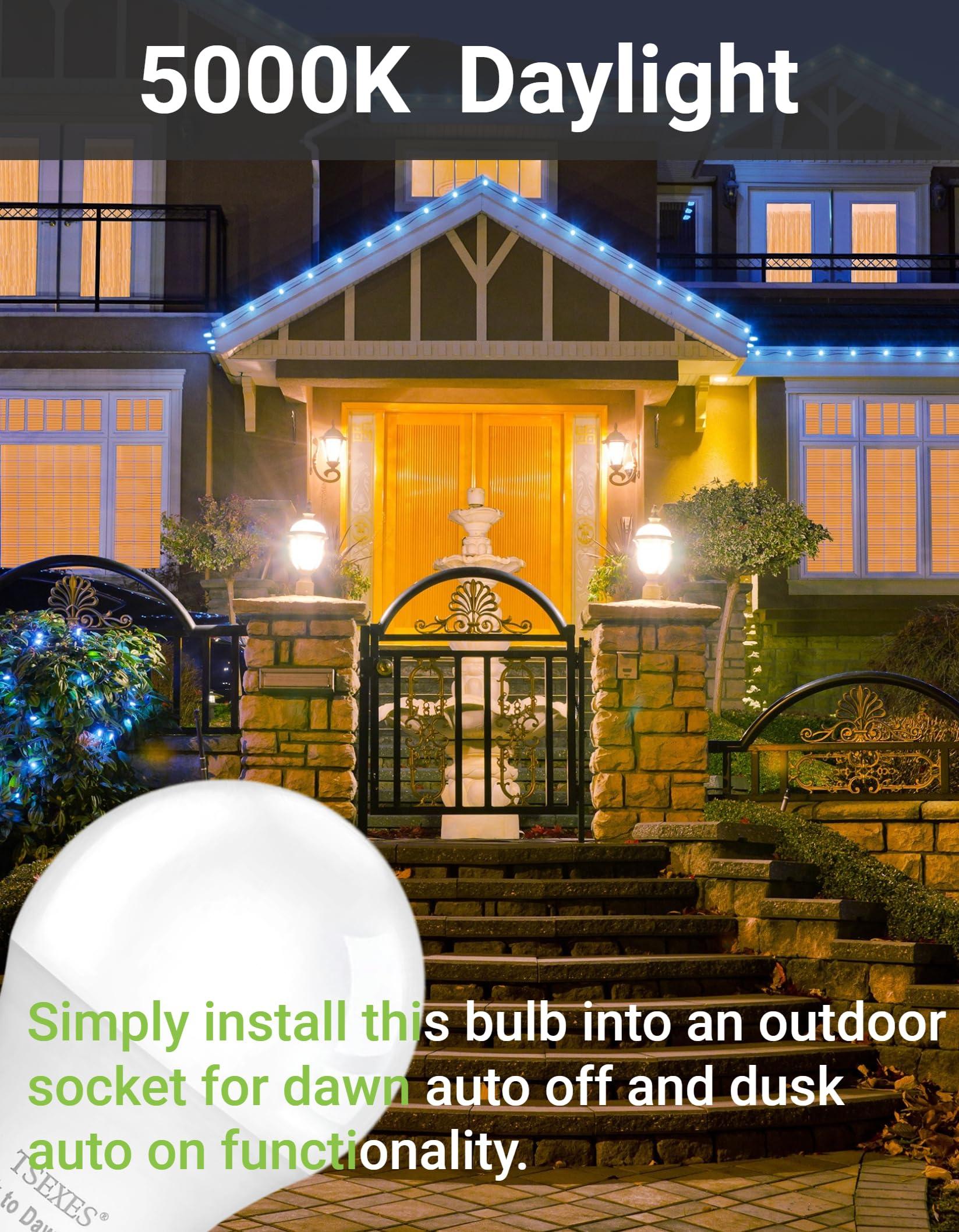 TSEXES Dusk to Dawn Light Bulbs Outdoor,Automatic On/Off Sensor LED Light Bulb,5000K Daylight LED Light Bulb for Wall lamp Porch Garage Light,4 Pack - Image 3