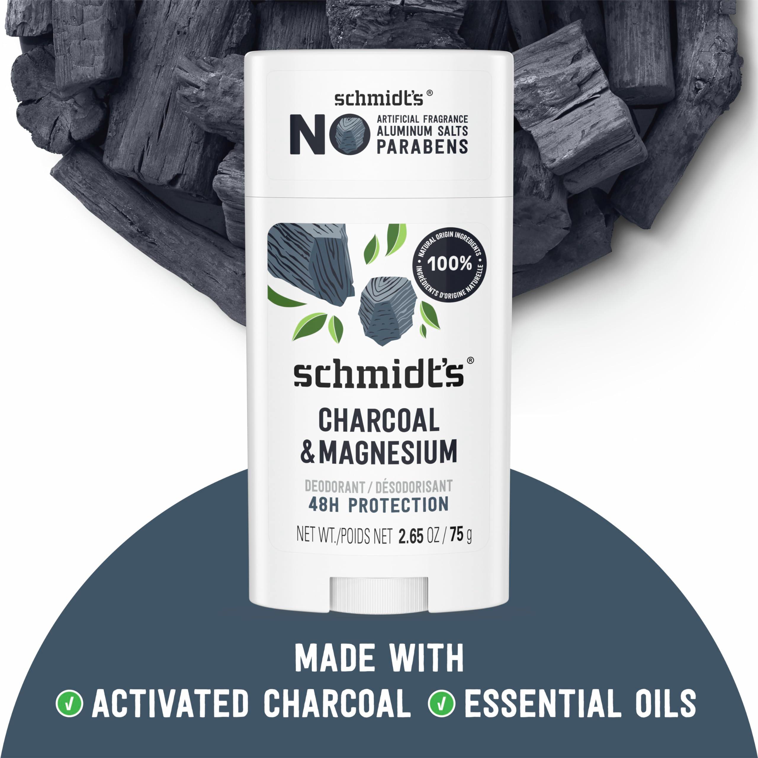 Schmidt's Aluminum-Free Vegan Deodorant Charcoal & Magnesium with 48 Hour Odor Protection, 2 Count for Women and Men, Natural Ingredients, Cruelty-Free, 2.65 oz, Pack of 2 - Image 3