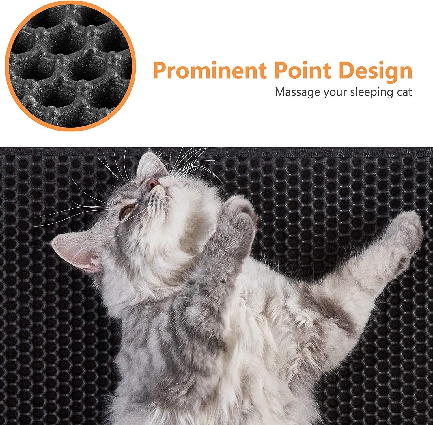Cat Litter Mat 23"X17" Litter Box Mat, EVA Honeycomb Double Layer Design, Urine & Waterproof, Scatter Control Kitty Litter Mat, Less Waste, Easier To Clean,Washable, Black - Image 7