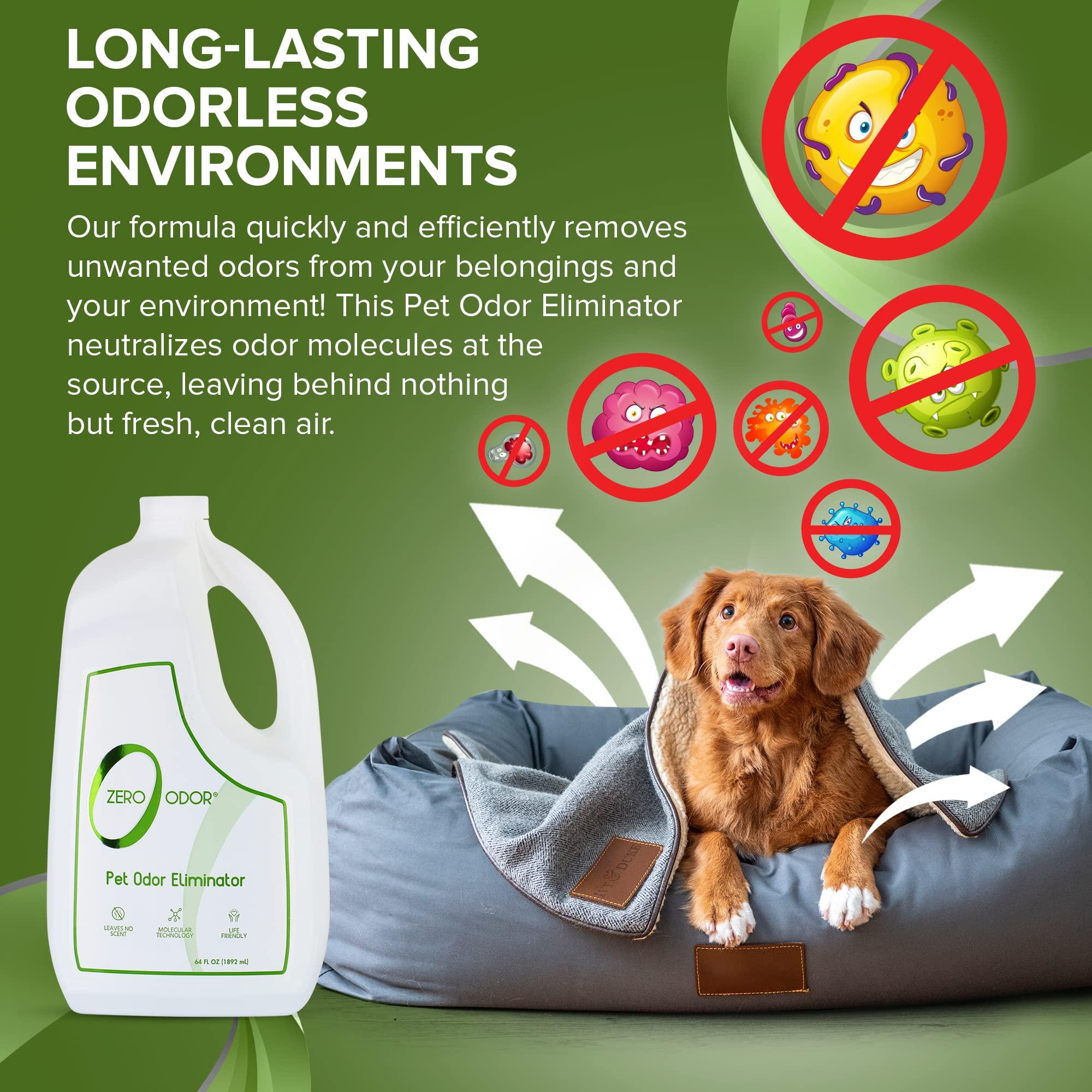 Zero Odor - Pet Odor Eliminator for strong odor, Eliminate Air & Surface Odors – Patented Molecular Technology Best For Carpet, Furniture, Beds Smell Great Again, 64oz Refill - Image 7