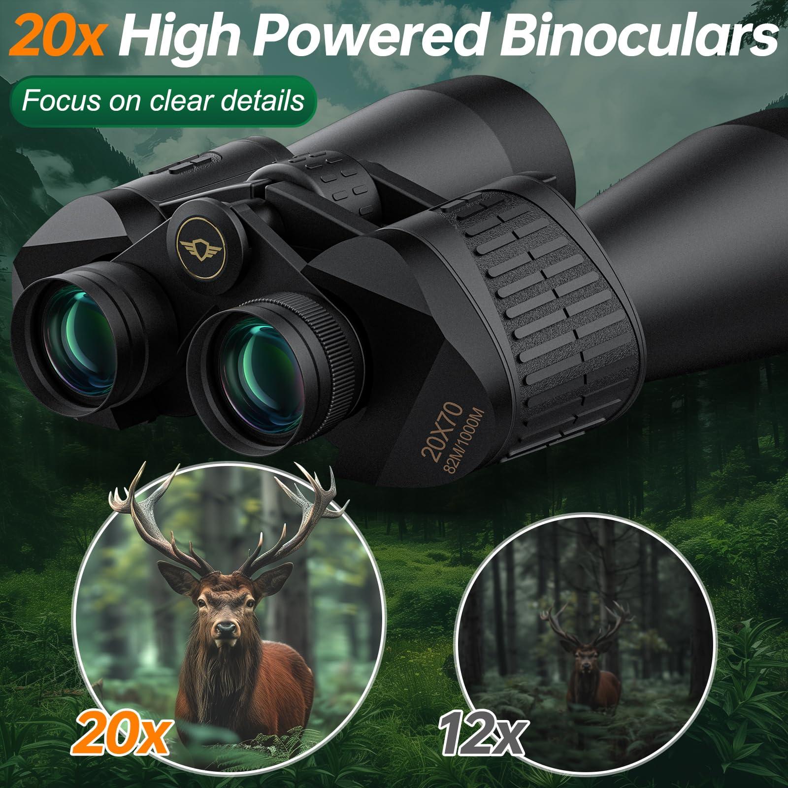 20x70 Binoculars for Adults High Powered - Aurosports HD Binoculars with Clear Low Light Vision - BAK4 Prism Large View for Bird Watching Hunting Travel Outdoor Sports Cruise - Image 2