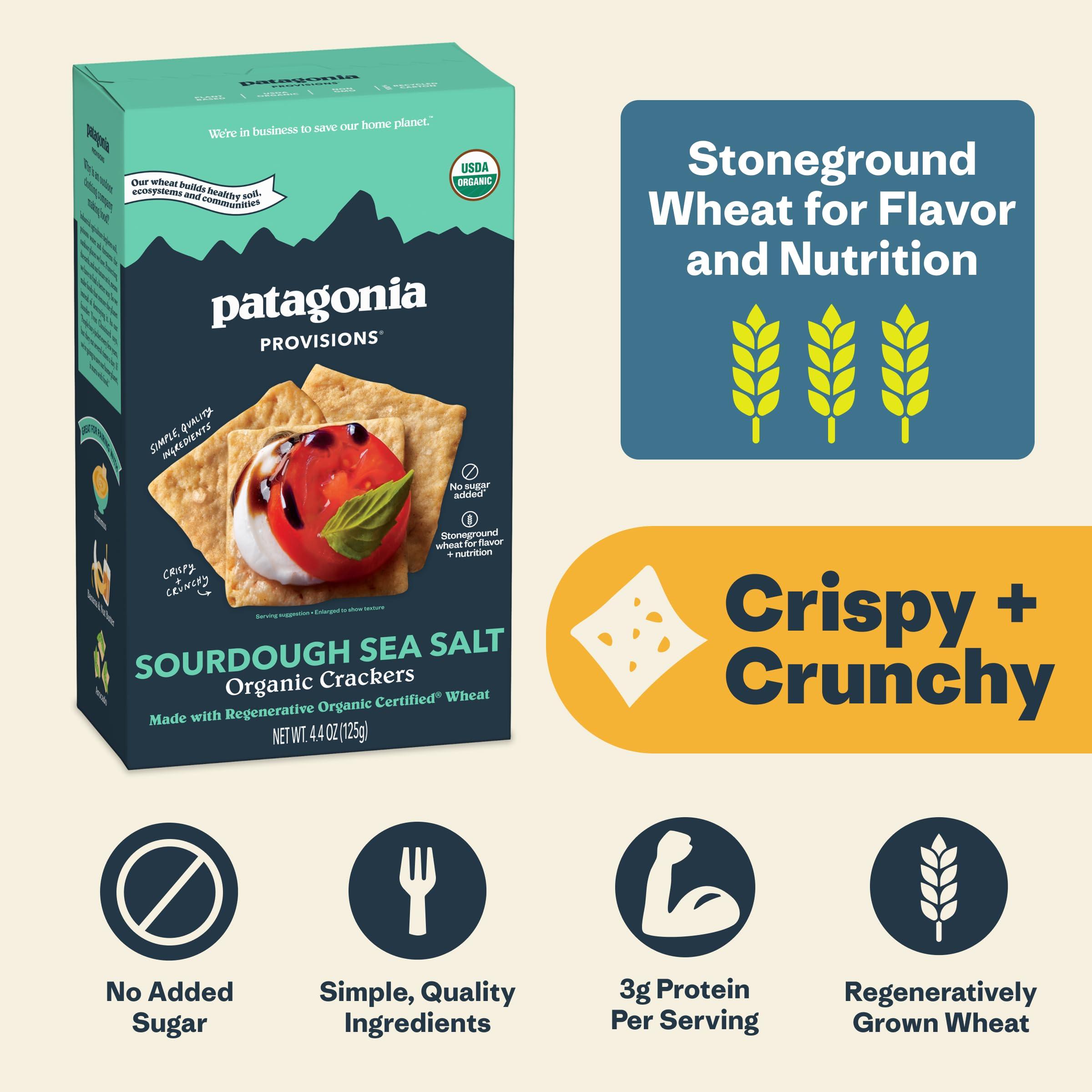Patagonia Provisions Organic Sourdough Sea Salt Crackers – 3g Plant Protein Per Serving – Made with Wheat Flour & Sea Salt – Non-GMO, No Added Sugar - Crispy & Crunchy - Image 3