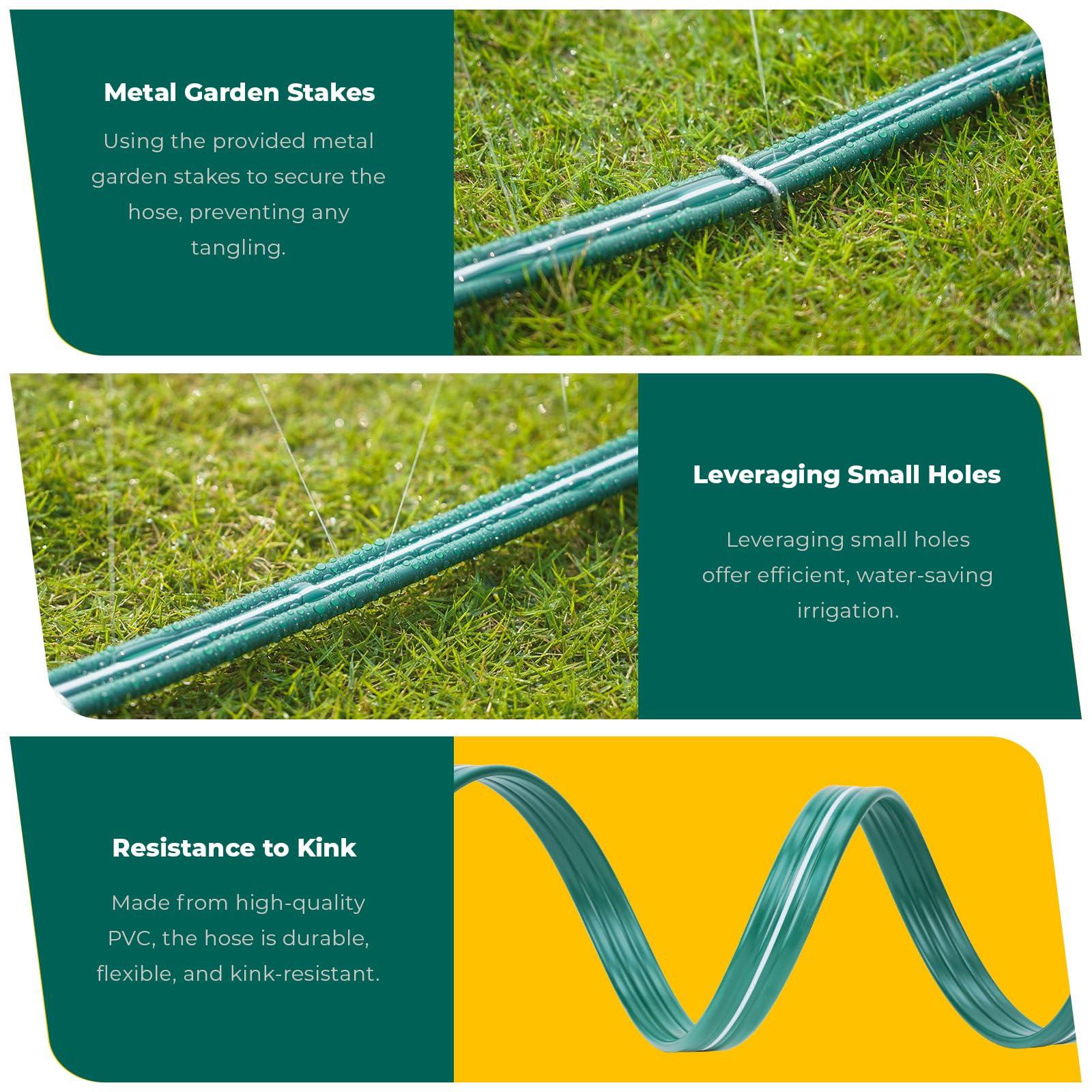 DXront Sprinkler Soaker Hose 50ft for Garden Lawn, Watering Pipe with Holes, High-Efficiency Water-Saving Garden Irrigation System, Drip Hose Sprinkler - Image 4