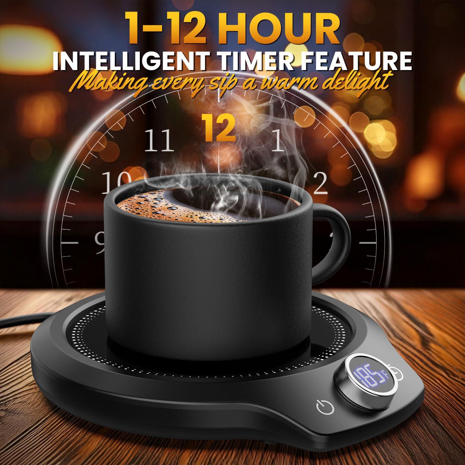 Fast Heating Mug warmer - 4 Temp Settings & 1-12H Timer, Coffee Cup Warmer Plate for Desk Auto Shut Off, LED Display Smart Candle Wax Warmer - Ideal Electric Beverage Warmer Gift for Coffee, Tea, Milk - Image 6