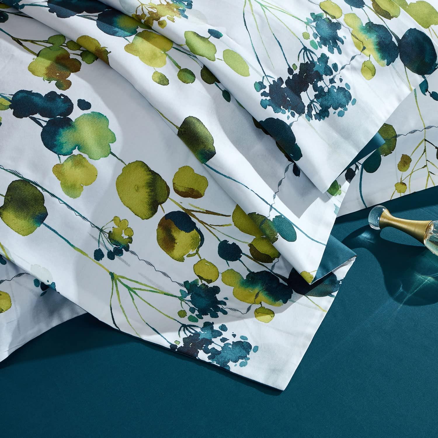MILDLY 100% Long-Staple Cotton Pillow Shams - Ultra Soft Yellow Green Leaves Printed Envelope Pillowcases Queen Size 20"x26" 2pcs - Image 6