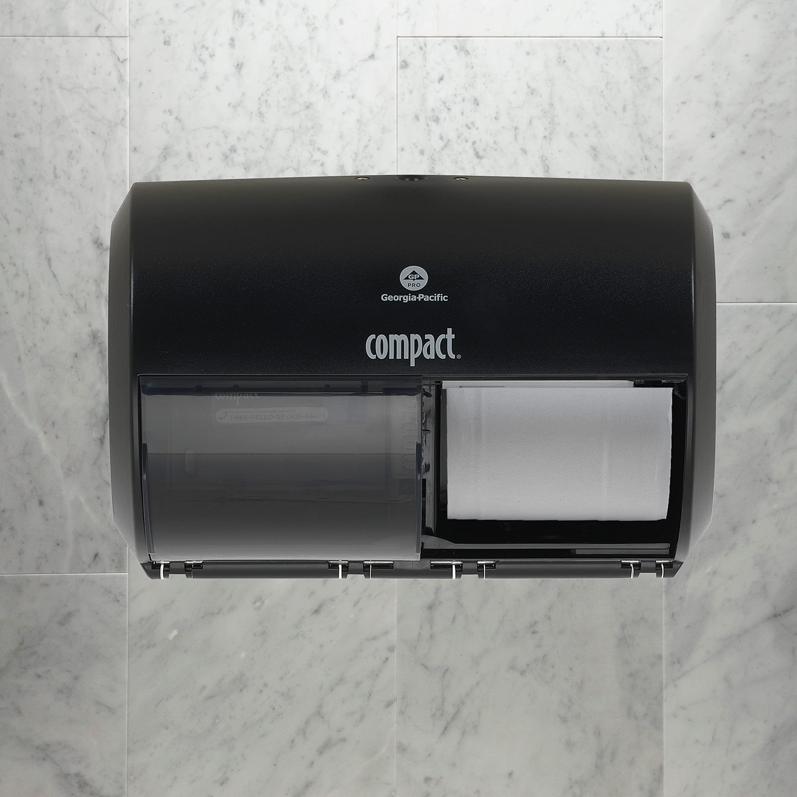 Compact 2-Roll Side-by-Side Coreless High-Capacity Toilet Paper Dispenser by GP PRO (Georgia-Pacific), Black, 56784A, 1 Dispenser - Image 2