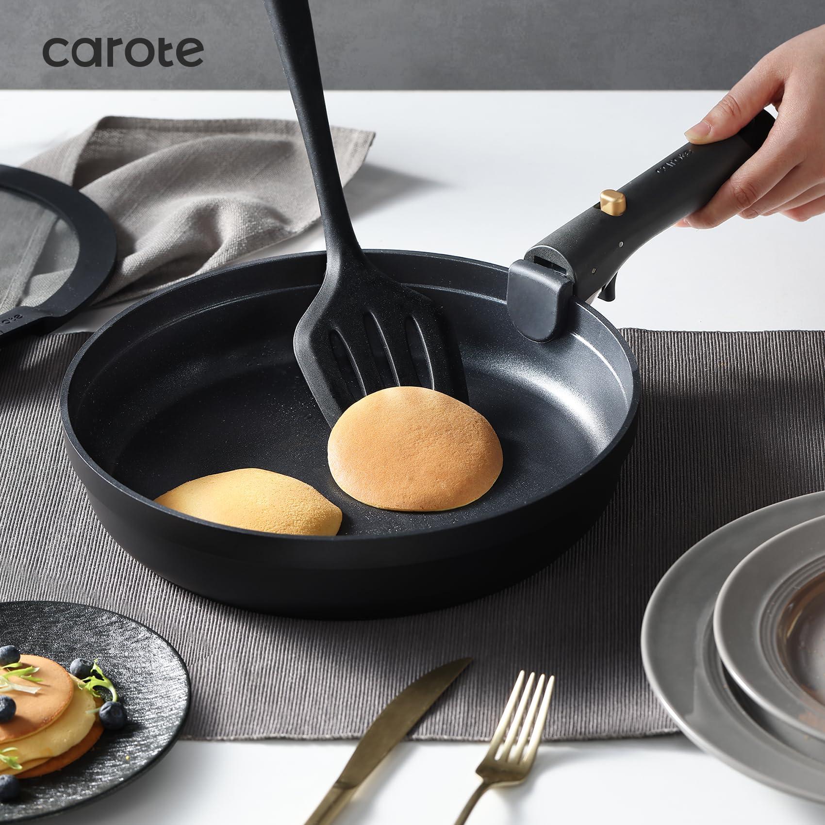 CAROTE 20pcs Pots and Pans Set Non Stick, Nonstick Cookware Set, Dishwasher/Oven/Fridge Safe Pots and Pans, Removable Handle RV Oven Safe Cookware, Induction Kitchen Set, Black - Image 2