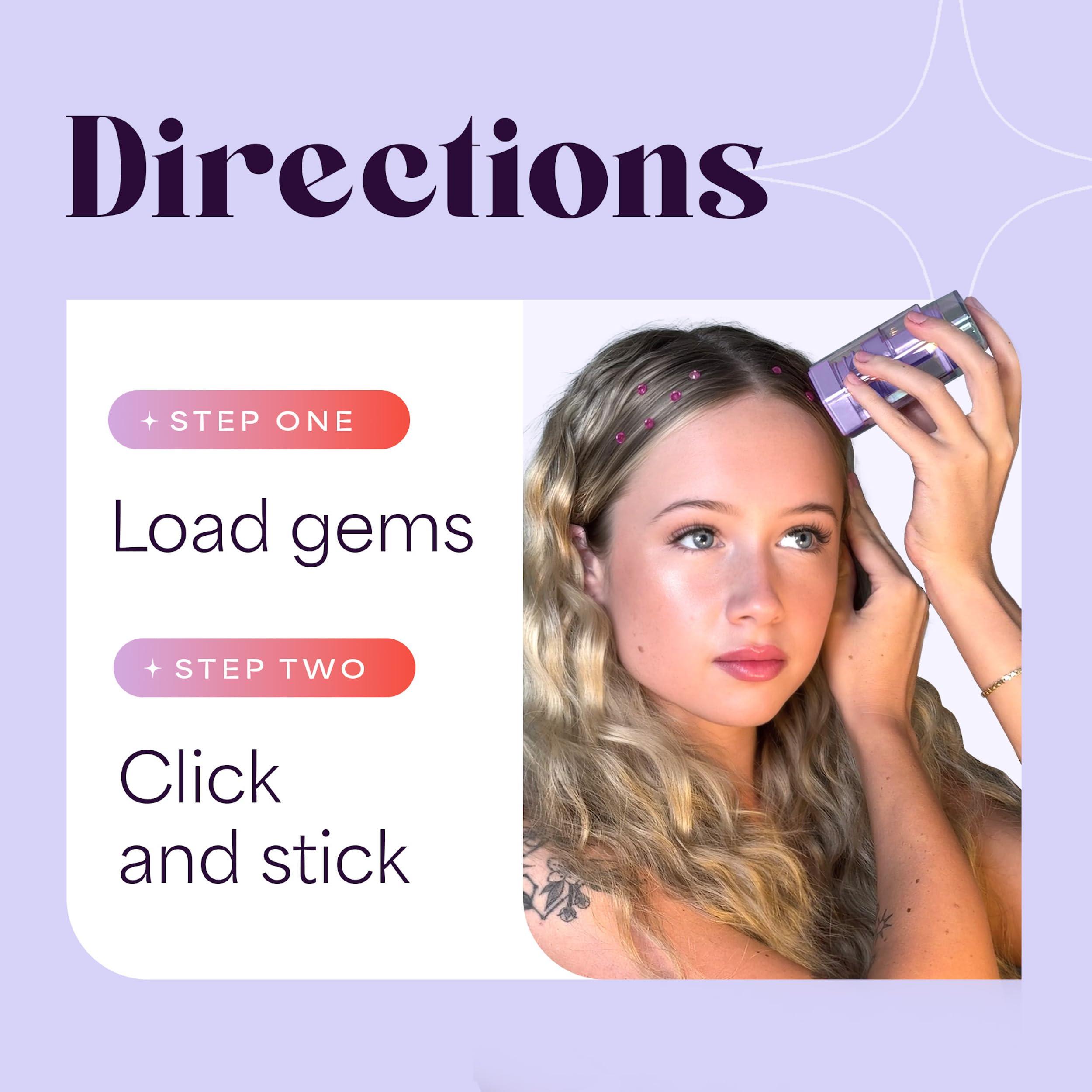 Hally Hair Gems Pen Applicator - Includes Hair Styling Tool with 240 Multicolored Adhesive Gem Stickers Hair Jewels - Stylish Hair Accessories for School, Halloween, Festivals, Wedding, Parties & More - Image 4
