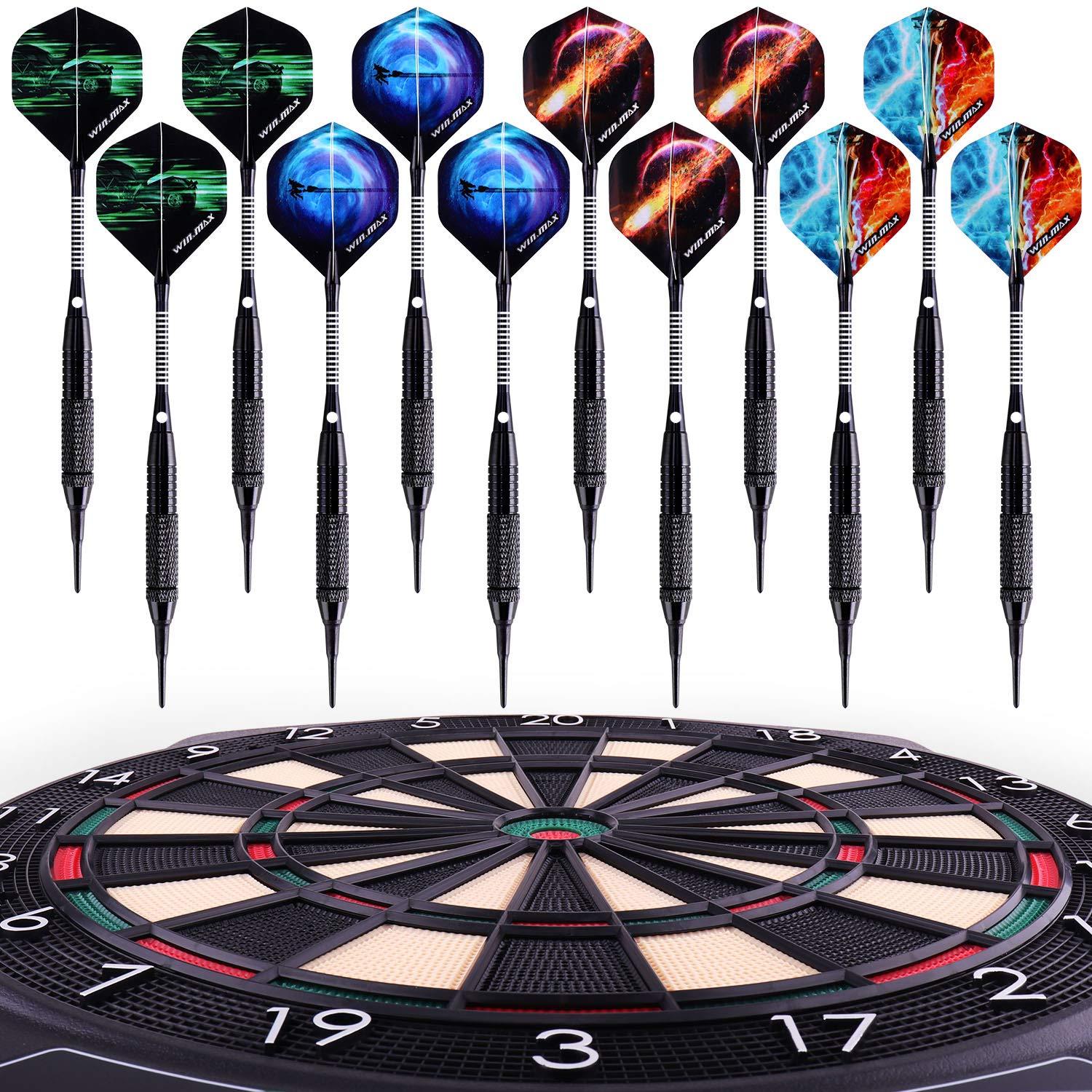 WIN.MAX Darts Plastic Tip - Soft Tip Darts Set - 12 Pcs 18 Gram with 100 Extra Dart Tips 12 Flights Flight Protectors and Wrench for Electronic Dart Board - Image 8