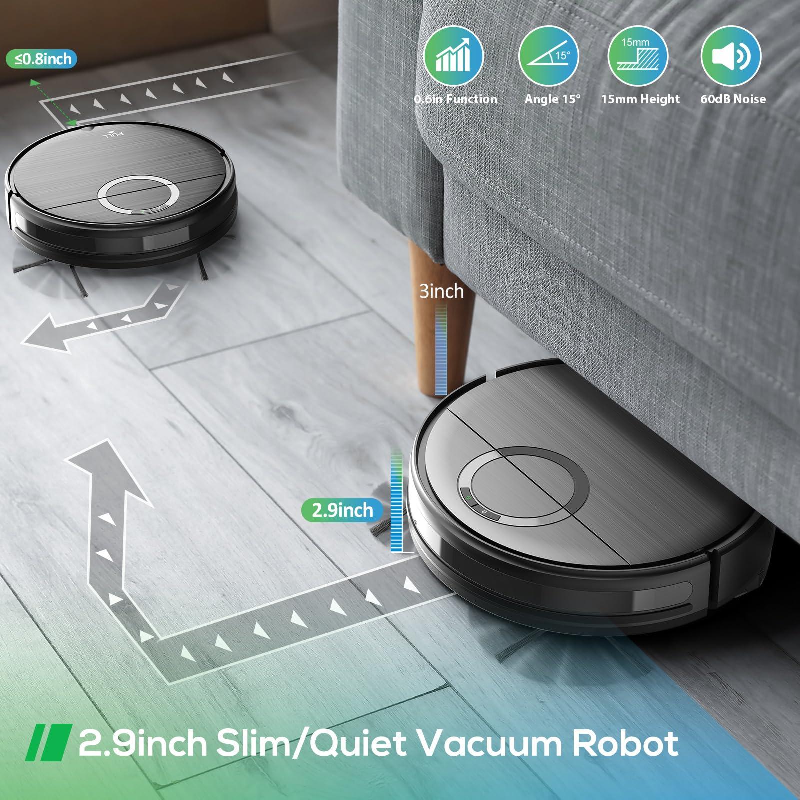 Robot Vacuum and Mop Combo, 2 in 1 Mopping Robot Vacuum Cleaner with 2000Pa Max Suction, Wi-Fi/App/Remote, Schedule, Self-Charging Slim Robotic Vacuum, Ideal for Pet Hair, Low-Pile Carpet, Hard Floor - Image 6