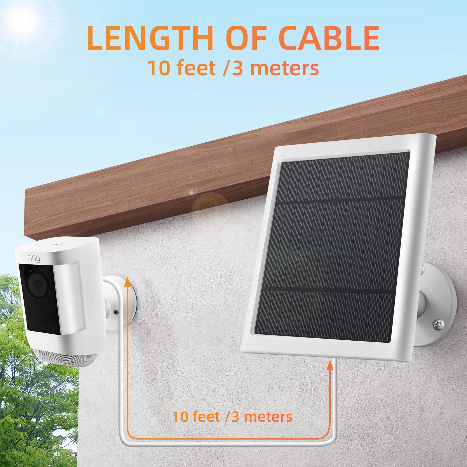 Solar Panel for Ring Camera, 2 Pack 4W Solar Charger Compatible with Spotlight & Stick Up Outdoor Cam Battery, 10ft Long Cable with USB-C to Ring Barrel Plug Adapter - Image 4