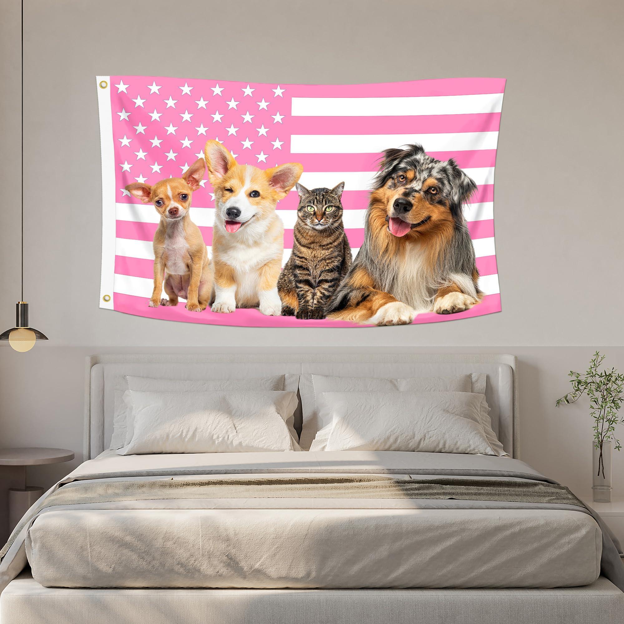 Custom Pink American Flag 2x3 Ft Design Your Own Image Tapestry Poster Flag for Clubs Concerts Bars Dorms Bedrooms Living Rooms Unique Personalized Decoration - Image 3