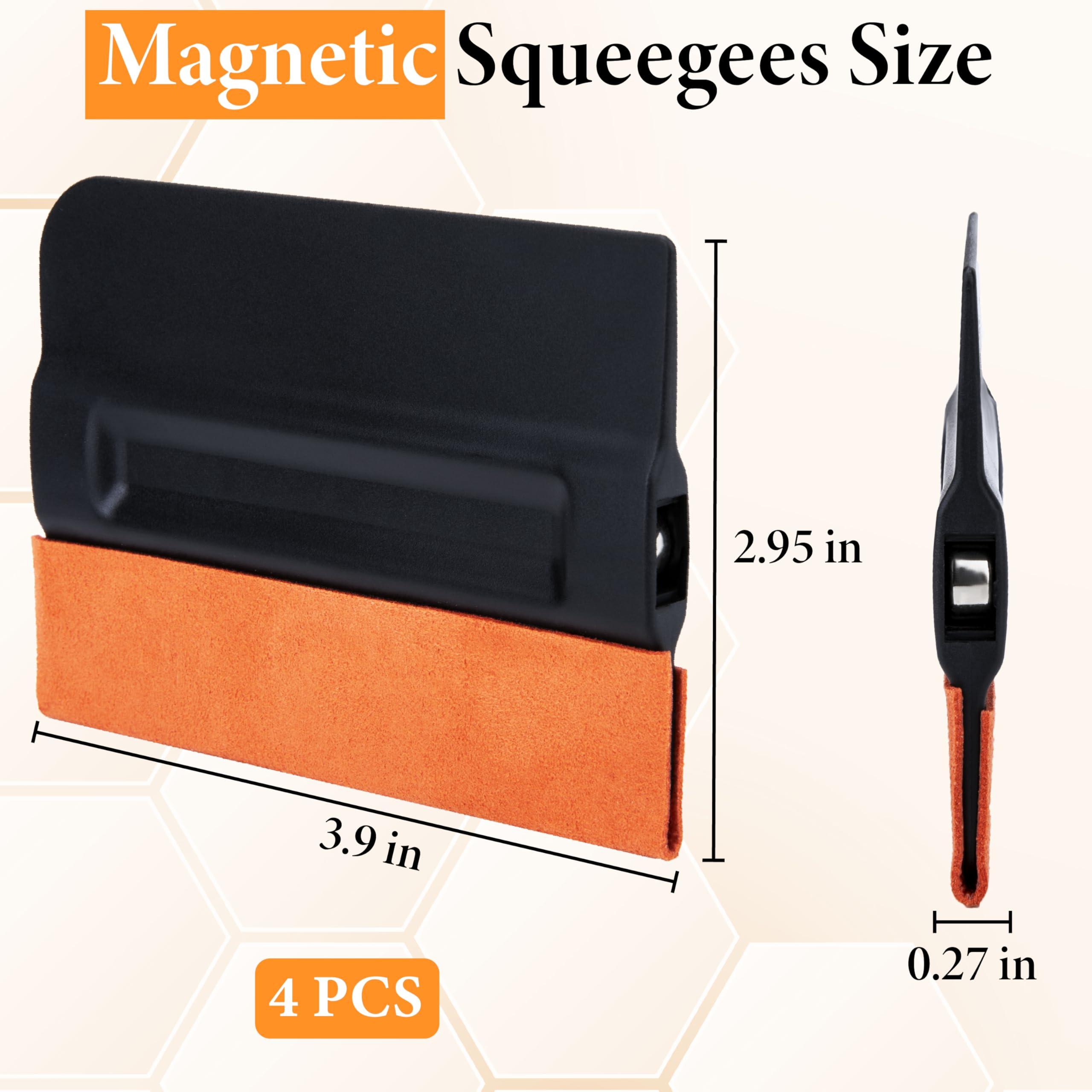ecocstm 4 PCS Vinyl Felt Squeegee, 4 Inch Magnet Tint Squeegee with Fabric Felt Edge, Auto Vinyl Film Decal Wrapping Squeegee, for Car Vinyl Wrap, Window Tint, Wallpaper,Decal Sticker Installation - Image 2