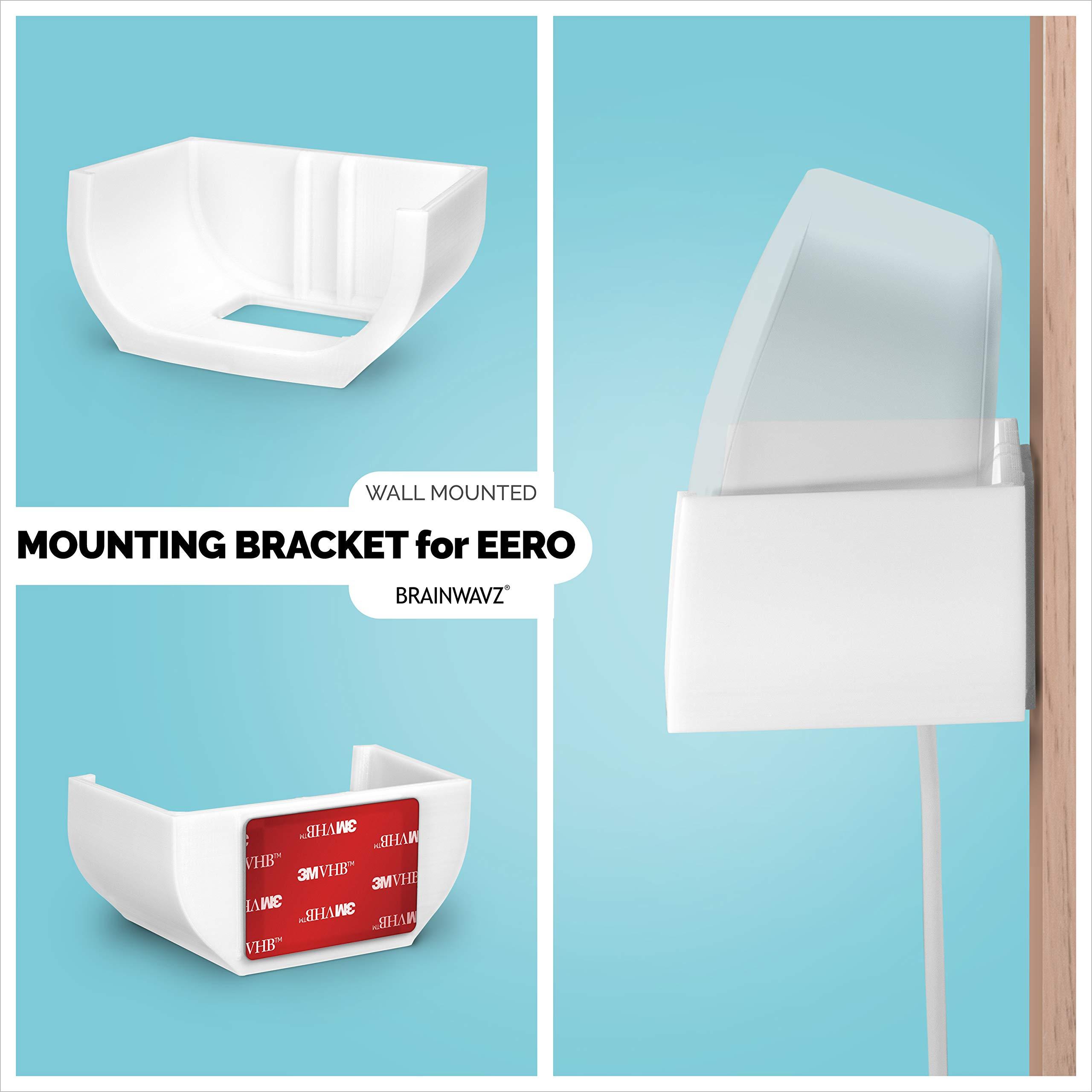 Screwless Wall Mount for Eero Mesh WiFi (NOT Compatible with Eero 6/Pro 6/Beacon), VHB Stick On Holder, Easy to Install, No Tools, No Mess, No Drilling, Strong Adhesive Mount, White by Brainwavz - Image 2