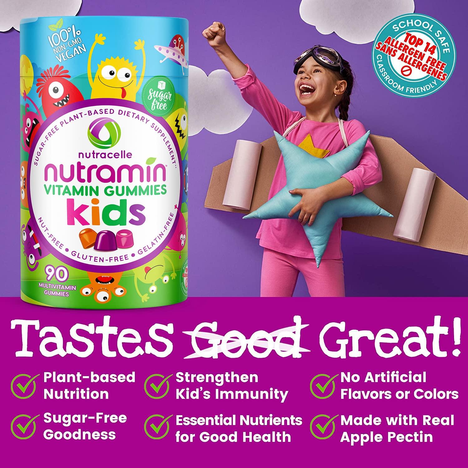Nutracelle NUTRAMIN Sugar-Free, Allergen-Free 100% Vegan Gummy Multivitamins for Kids - Great Tasting Natural Gummies Your Kids Will Love - 90 Count Bottle - Image 9
