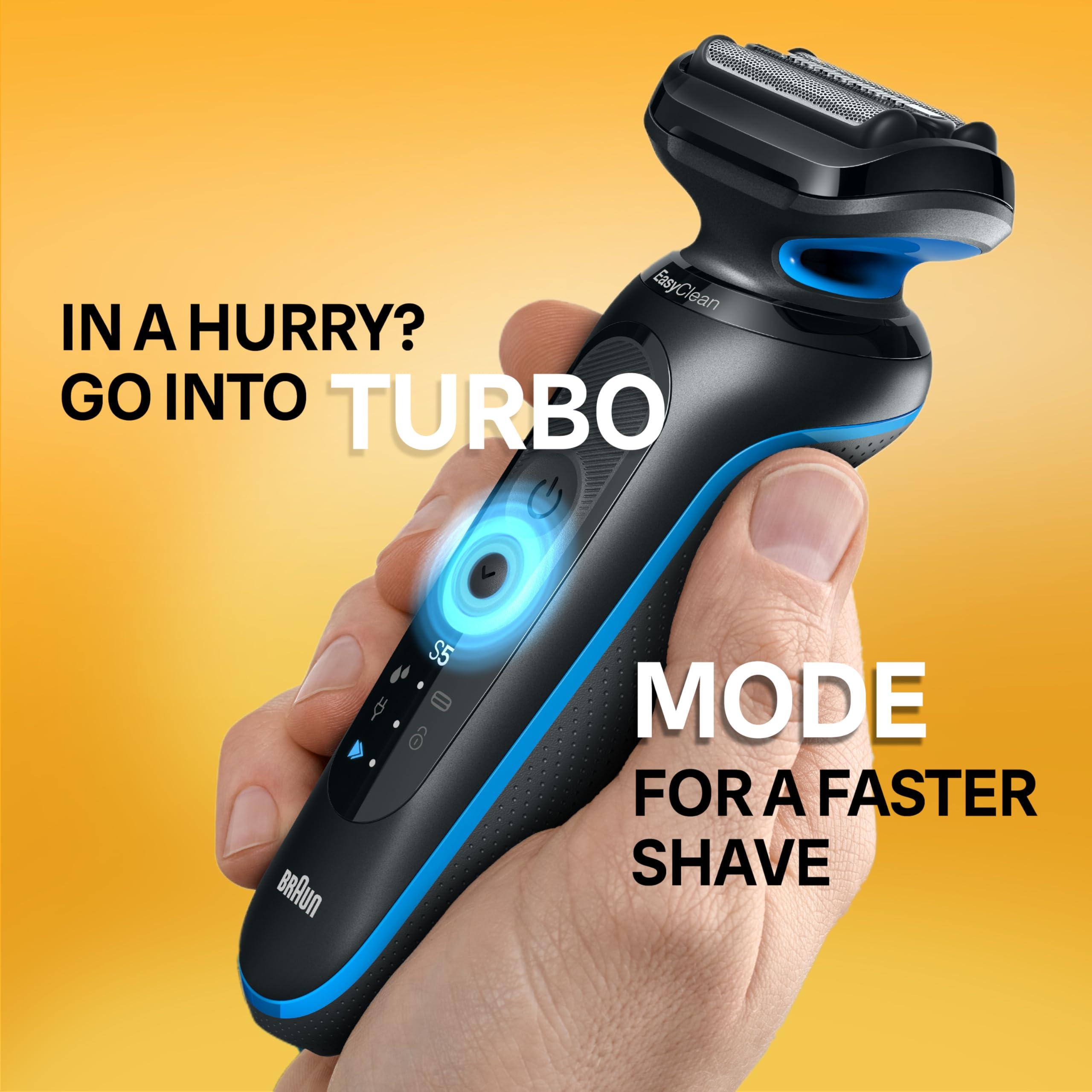 Braun Electric Shaver for Men, Series 5 5150cs, Wet & Dry Shave, Turbo Shaving Mode, Foil Shaver, with Beard Trimmer, Body Groomer and Charging Stand, Blue - Image 5