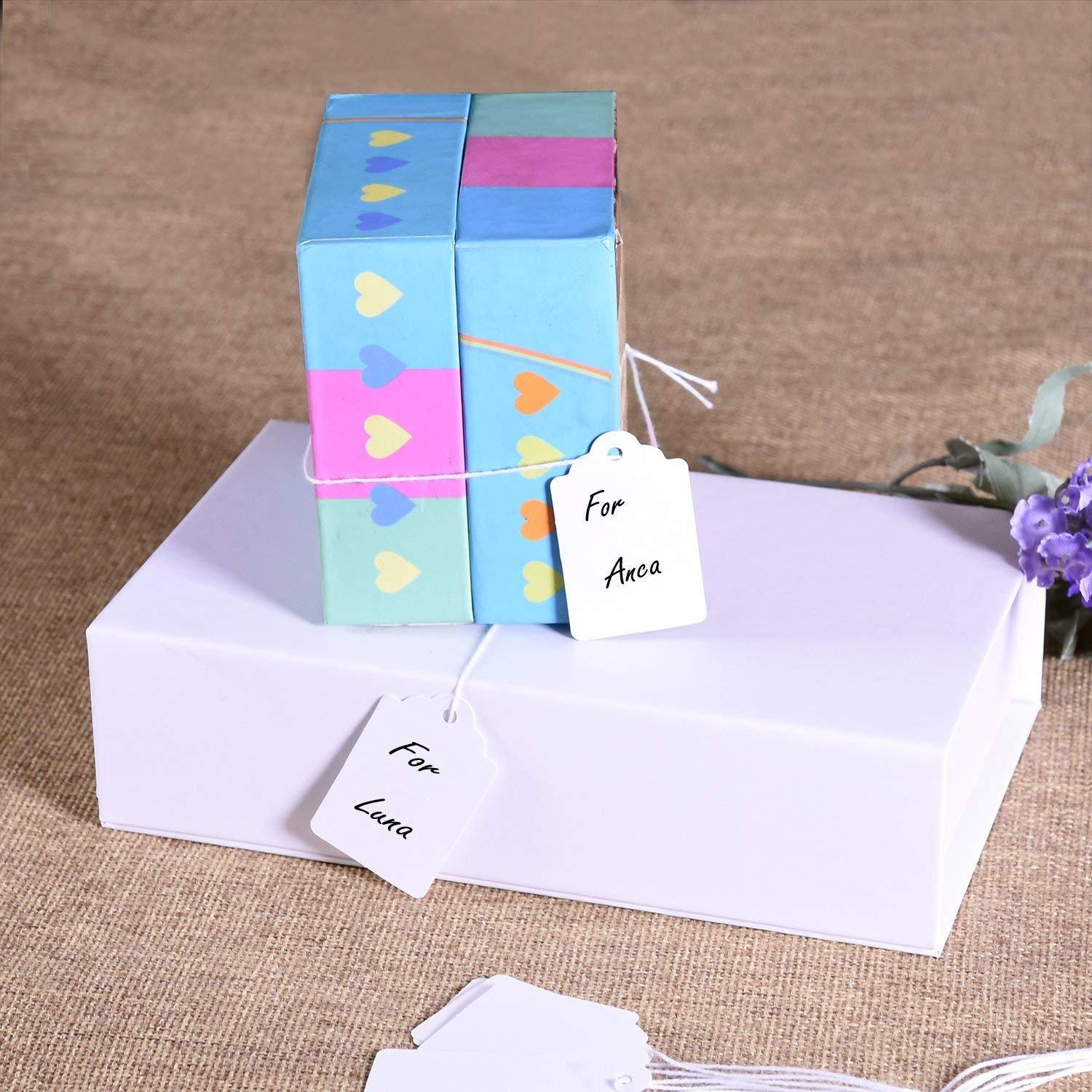 Brothersbox Price Tags with String Attached, 1000pcs White Marking Merchandise Strung Tags Writable Label Hang Tags for Pricing Gift Jewelry Clothing Yard Sale Garage Supplies 1.75 x 1.093 inch - Image 2