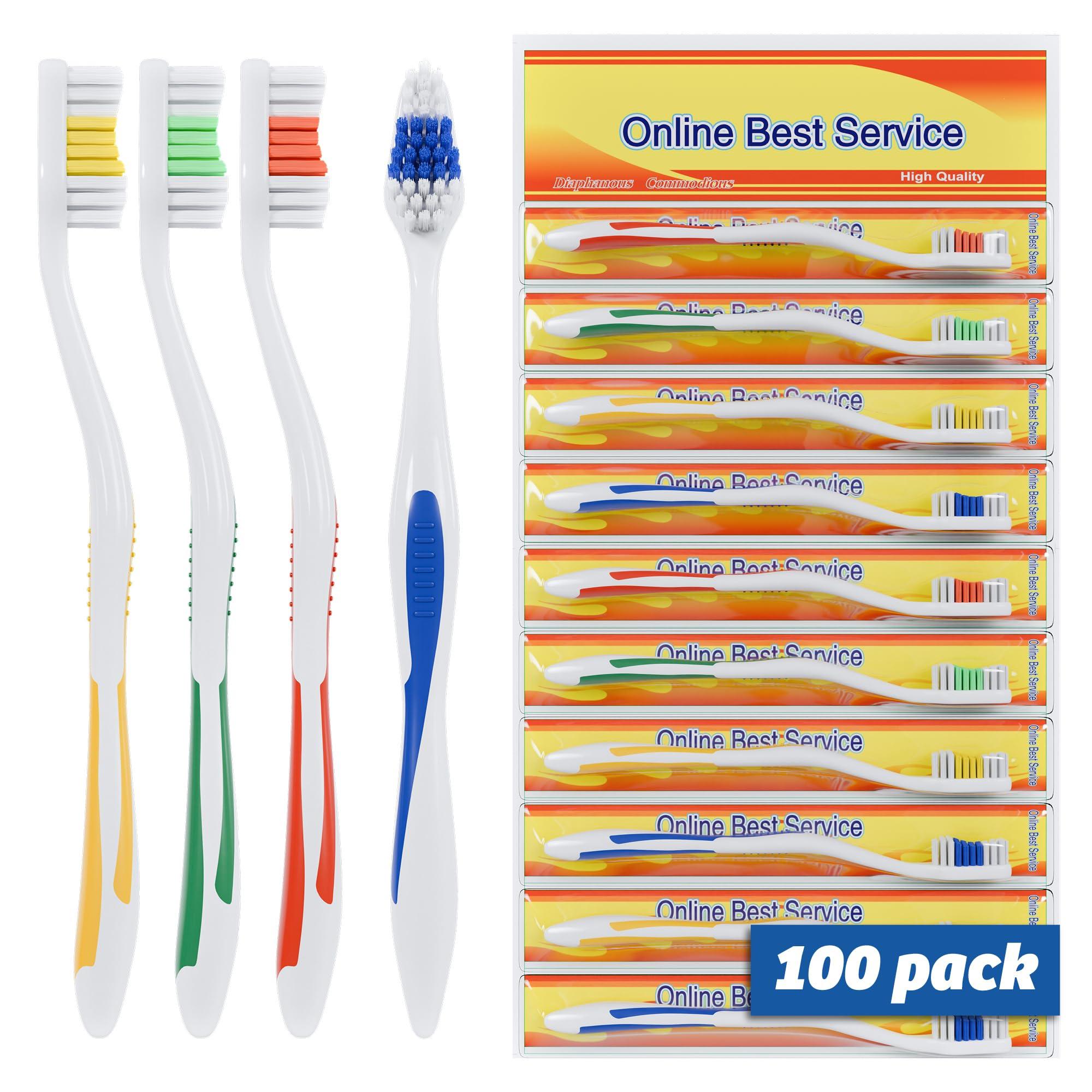 Online Best Service 100 Pack Toothbrush Standard Classic Medium Soft Toothbrush Bulk Individually Wrapped - Image 2