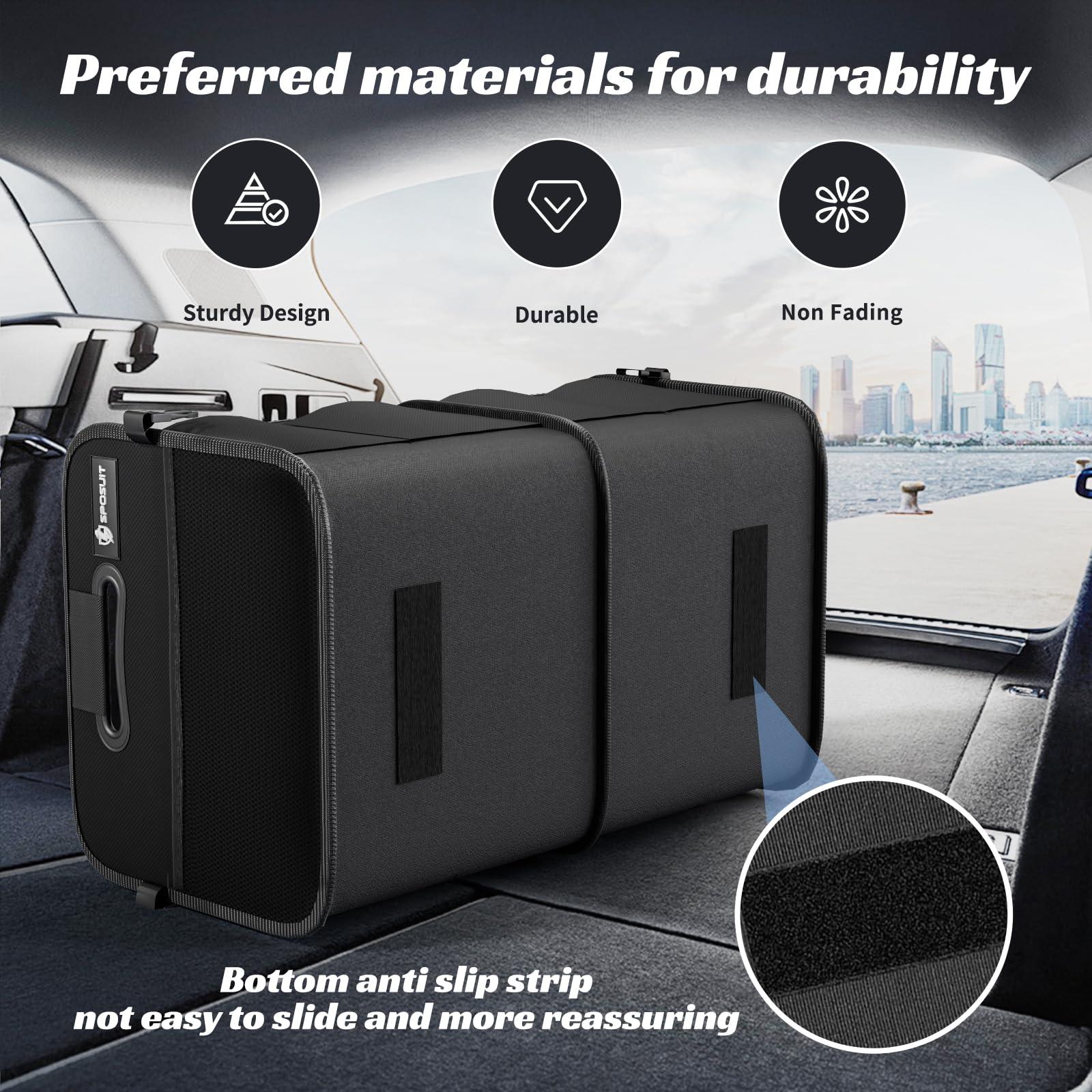Sposuit Trunk Organizer for Car - 70L Collapsible Car Storage with 11 Pockets & Reinforced Handles, SUV Trunk Organizers for Grocery Cargo(Black) - Image 3