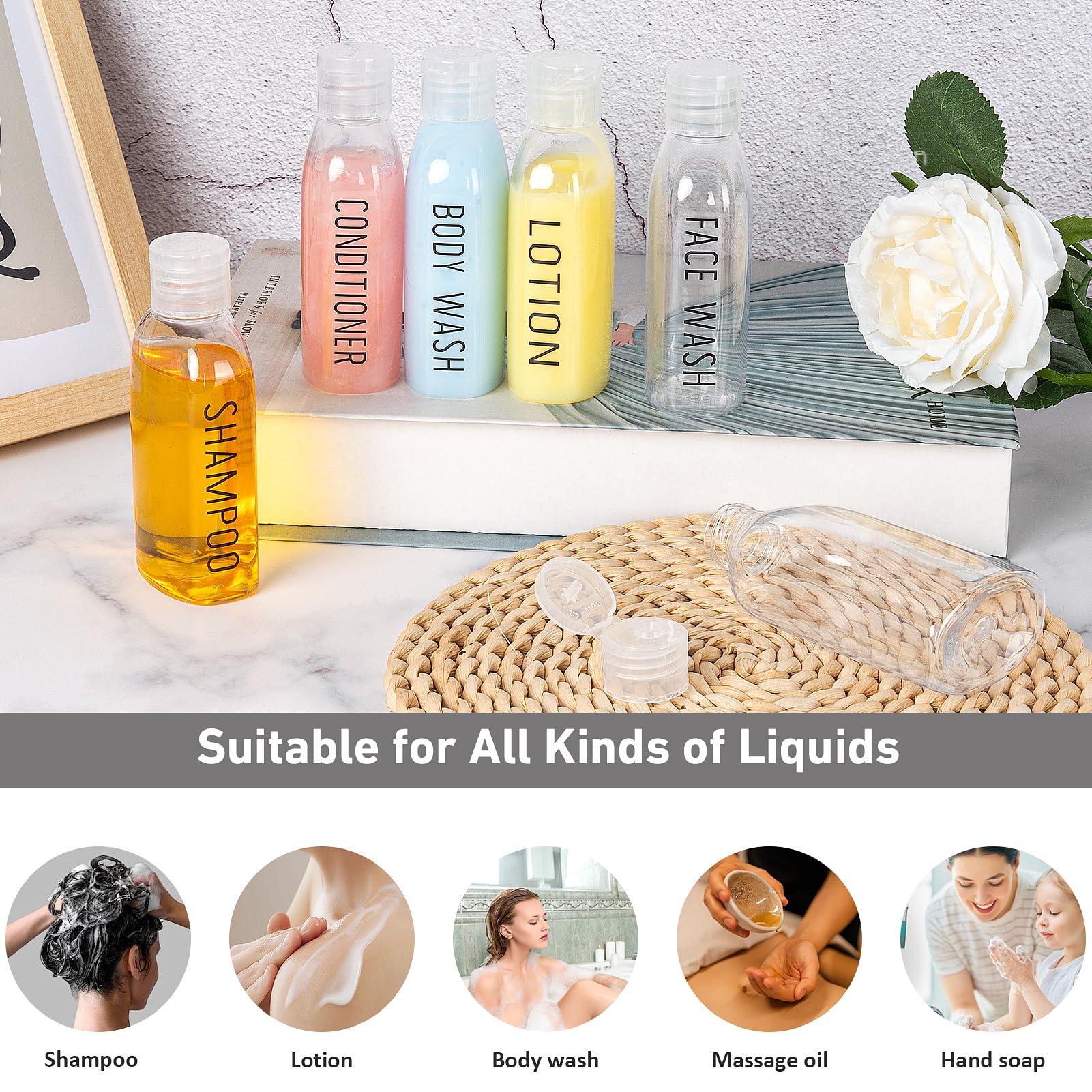 Travel Bottles for Toiletries 6 PCS 3.4oz/100ml Travel Size Containers Plastic Lotion Bottle TSA Approved Leak Proof Squeeze Bottles with Flip Cap for Toiletries, Shampoo & Lotion (Clear) - Image 5