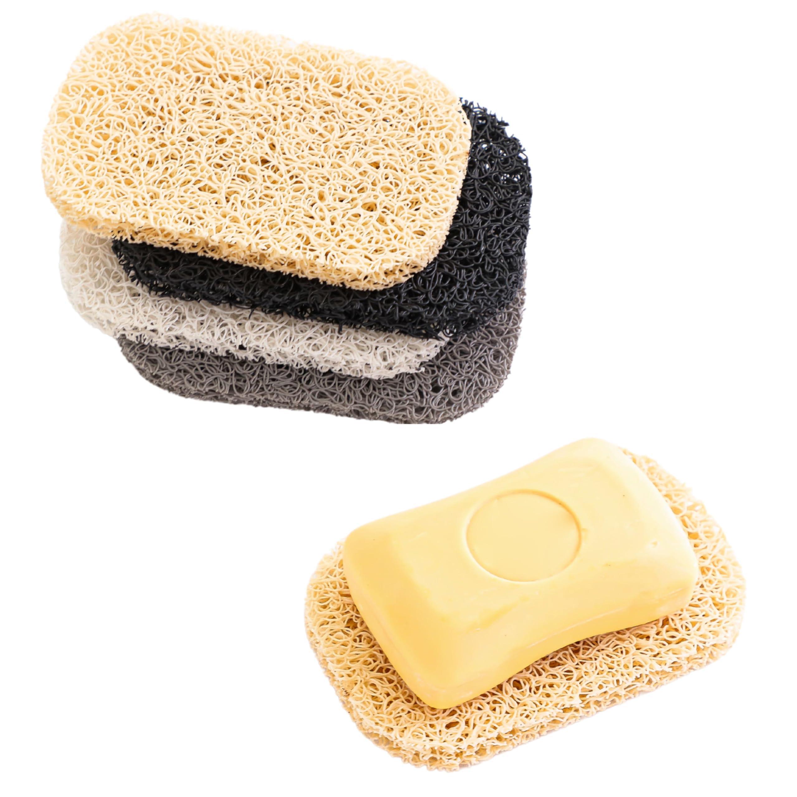 Snowkingdom 4 Pack Assorted Soap Saver Holder for Bar Soap Shower Bathroom Dish Self Draining Lift Pad Porous Construction air circulate 2.9" x 4.5" PVC BPA-Free Non-Slip Durable